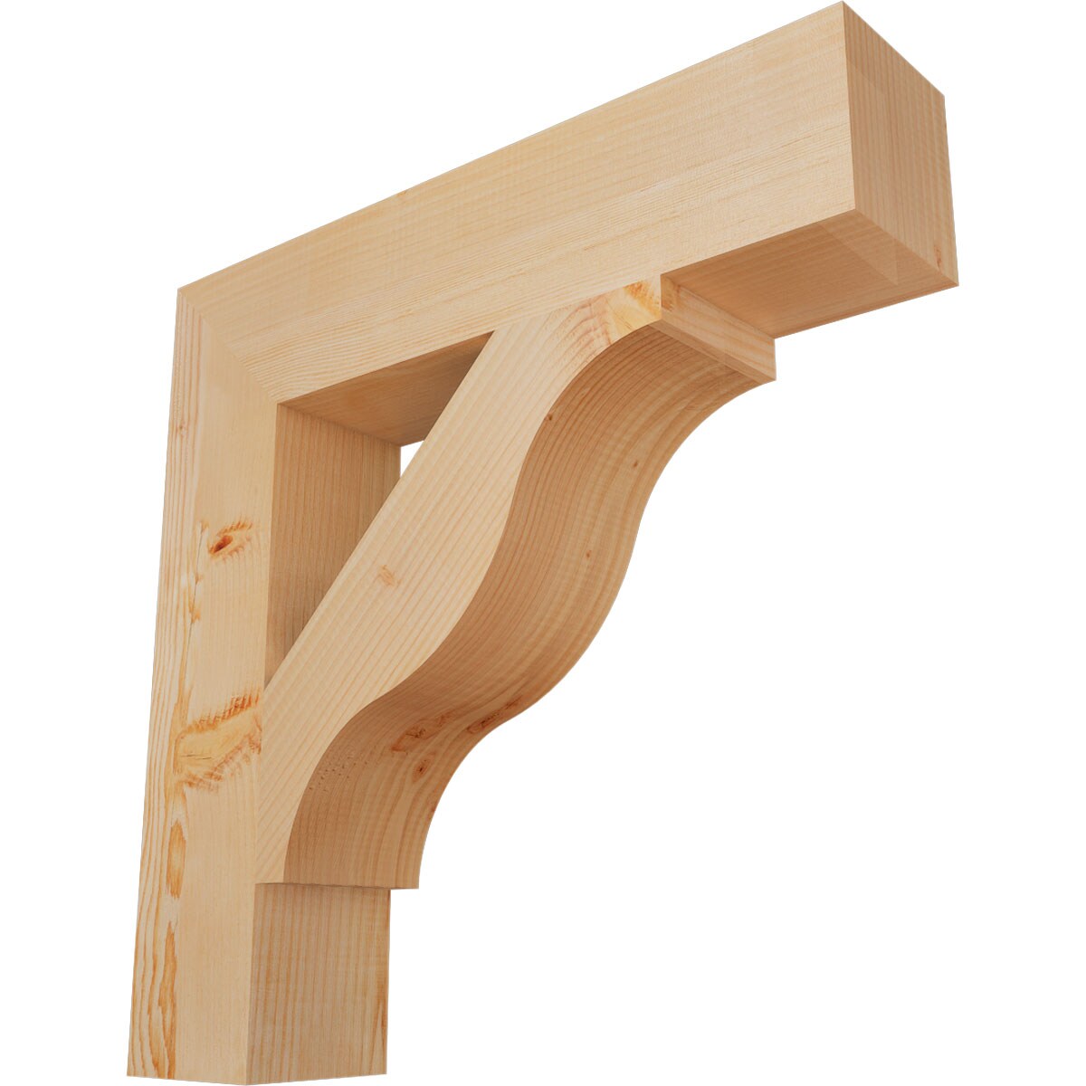 Ekena Millwork BKT06X28X28FST05SDF Funston Block Smooth 5-1/2-in x 28-in x 28-in Douglas fir Brown Wood Standard bracket