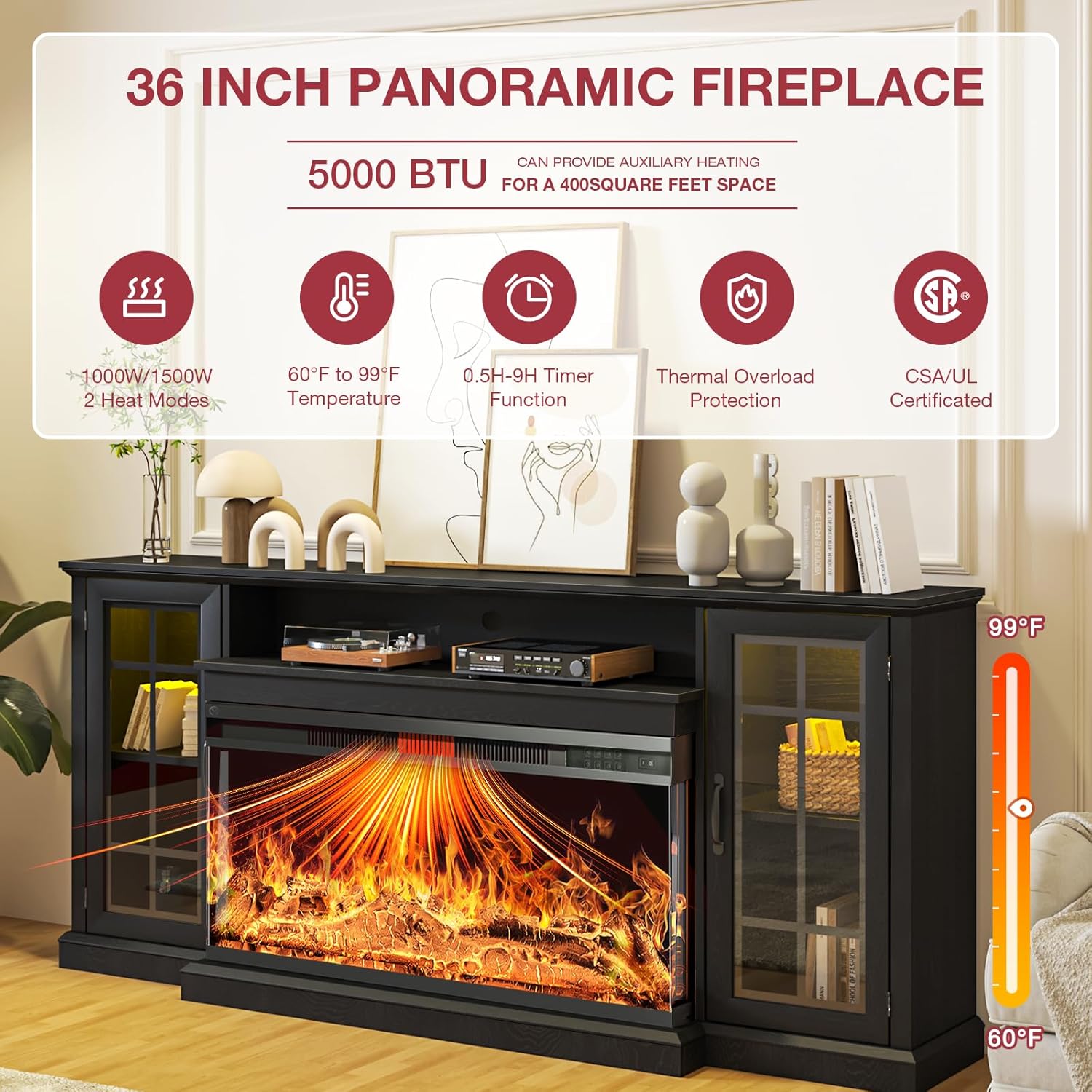 Bapipro TE32A70BB Electric-Fireplaces - View #3