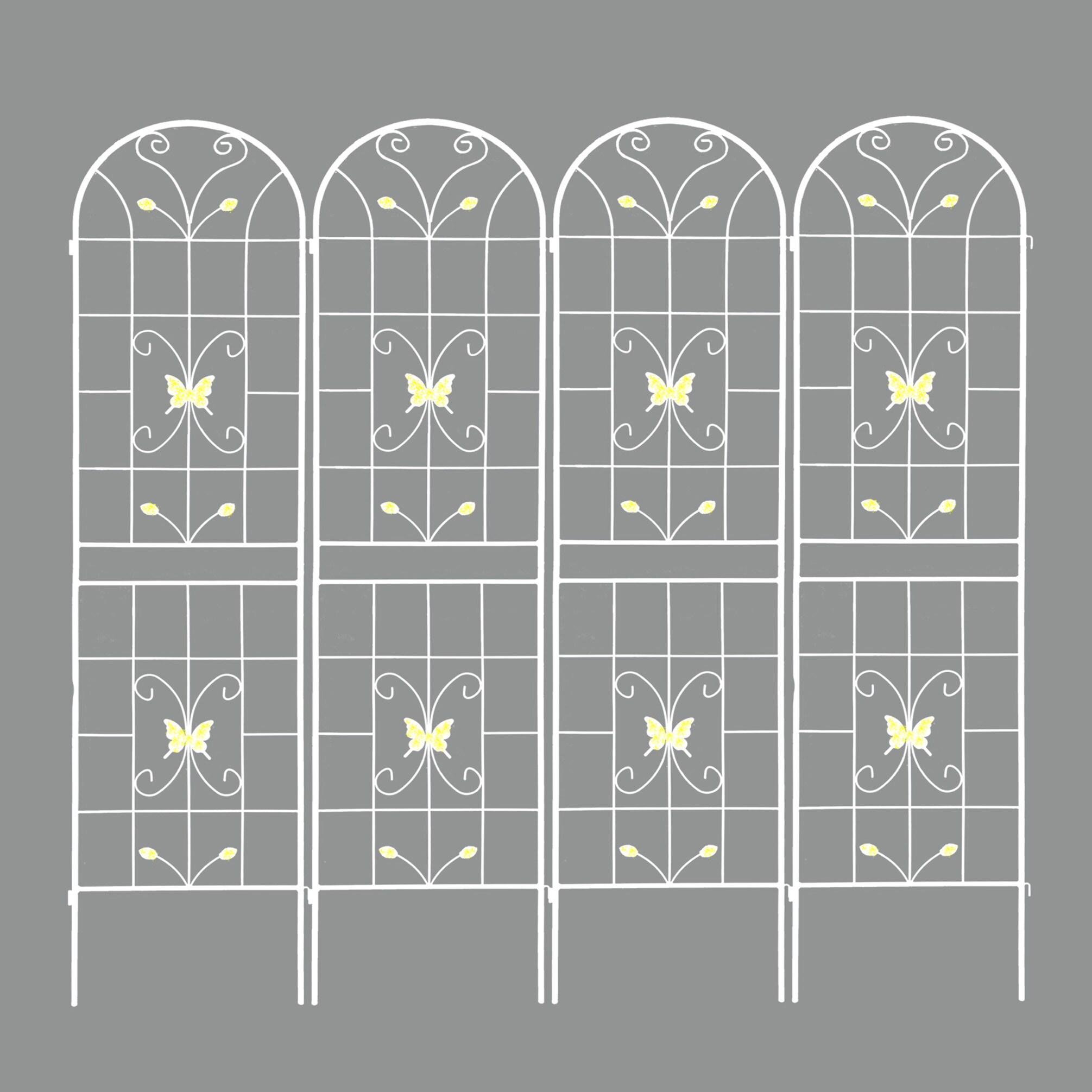 Kahomvis GDLIFE-QPT2-252 Garden Trellis 20-Inches W x 86.7-Inches H Cream White Iron Garden Trellis For Climbing Plants For Cucumbers For Roses For Tomatoes