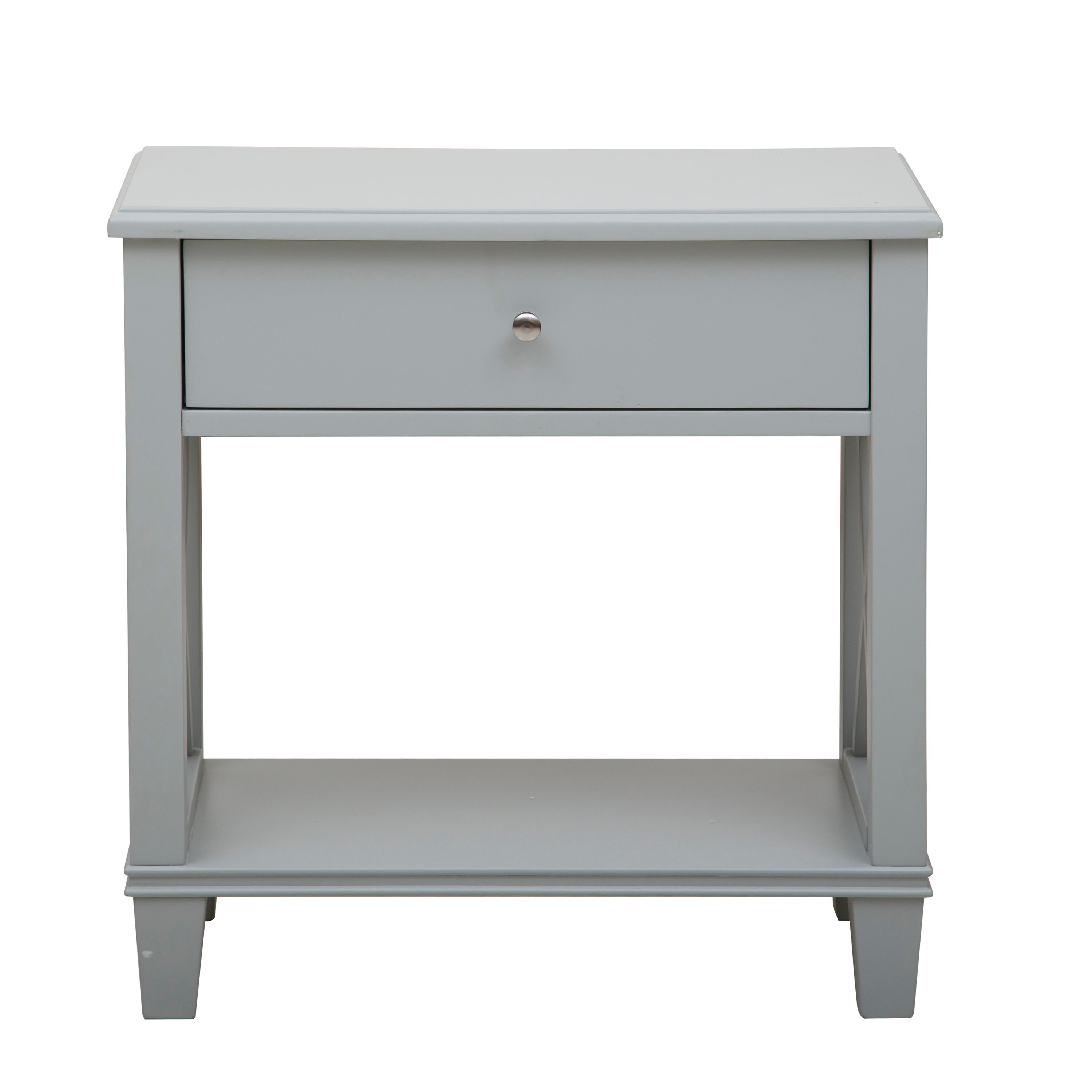 HomeFare DS-A092017 14-in W x 26-in H Gray Wood Coastal End Table with Storage Fully Assembled