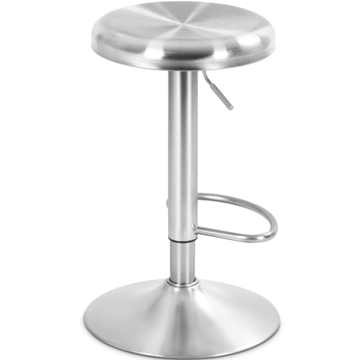 Seville Classics Adjustable Height Swivel Bar Stool, Silver