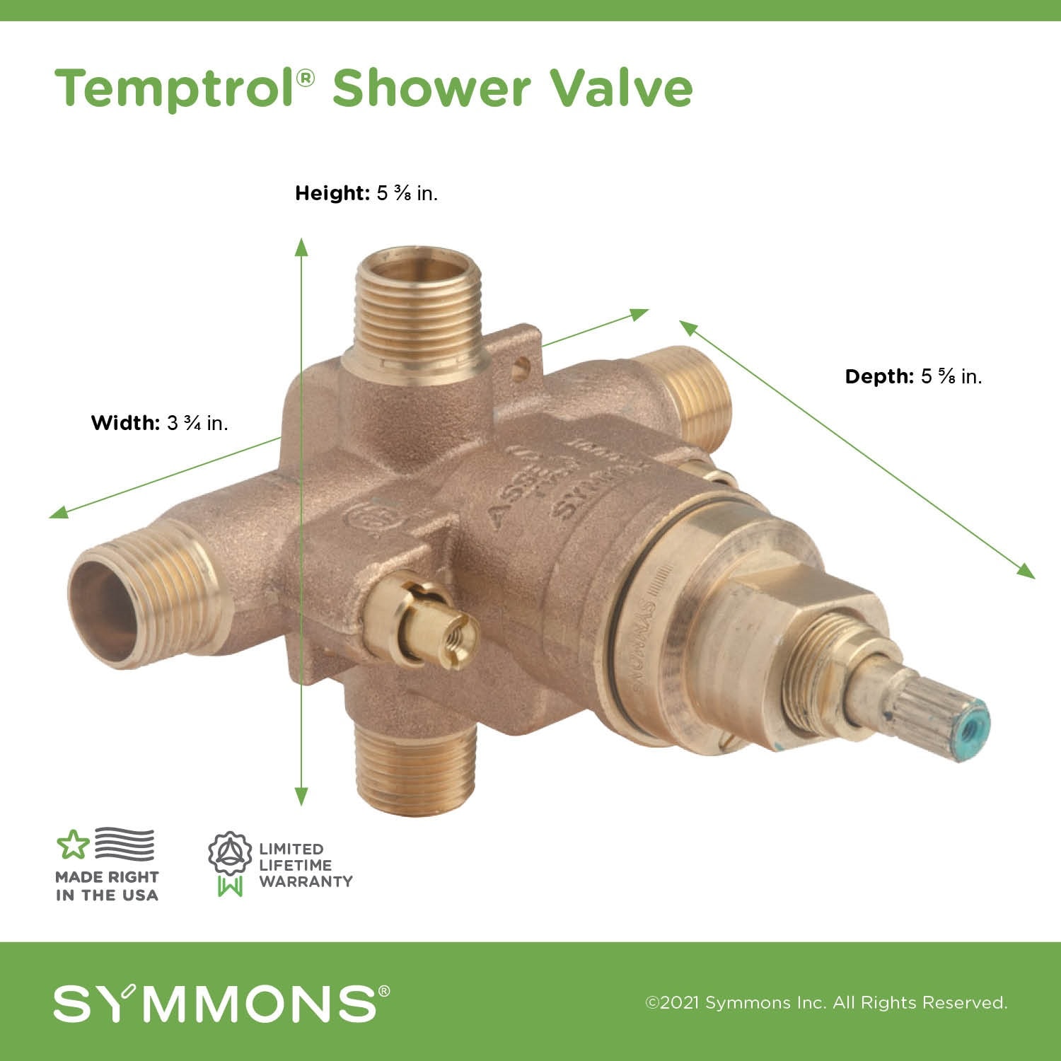 Symmons Temptrol 1/2-in ID Iron Pipe Size x 1/2-in OD Iron Pipe Size ...