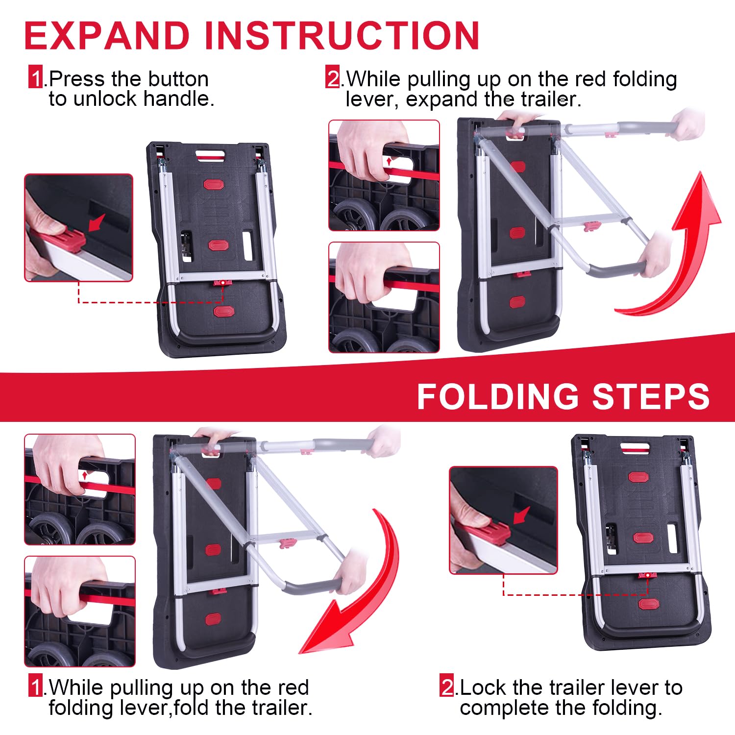 CYIKE Folding Hand Truck Portable Trolly Platform Transport Hand Cart ...