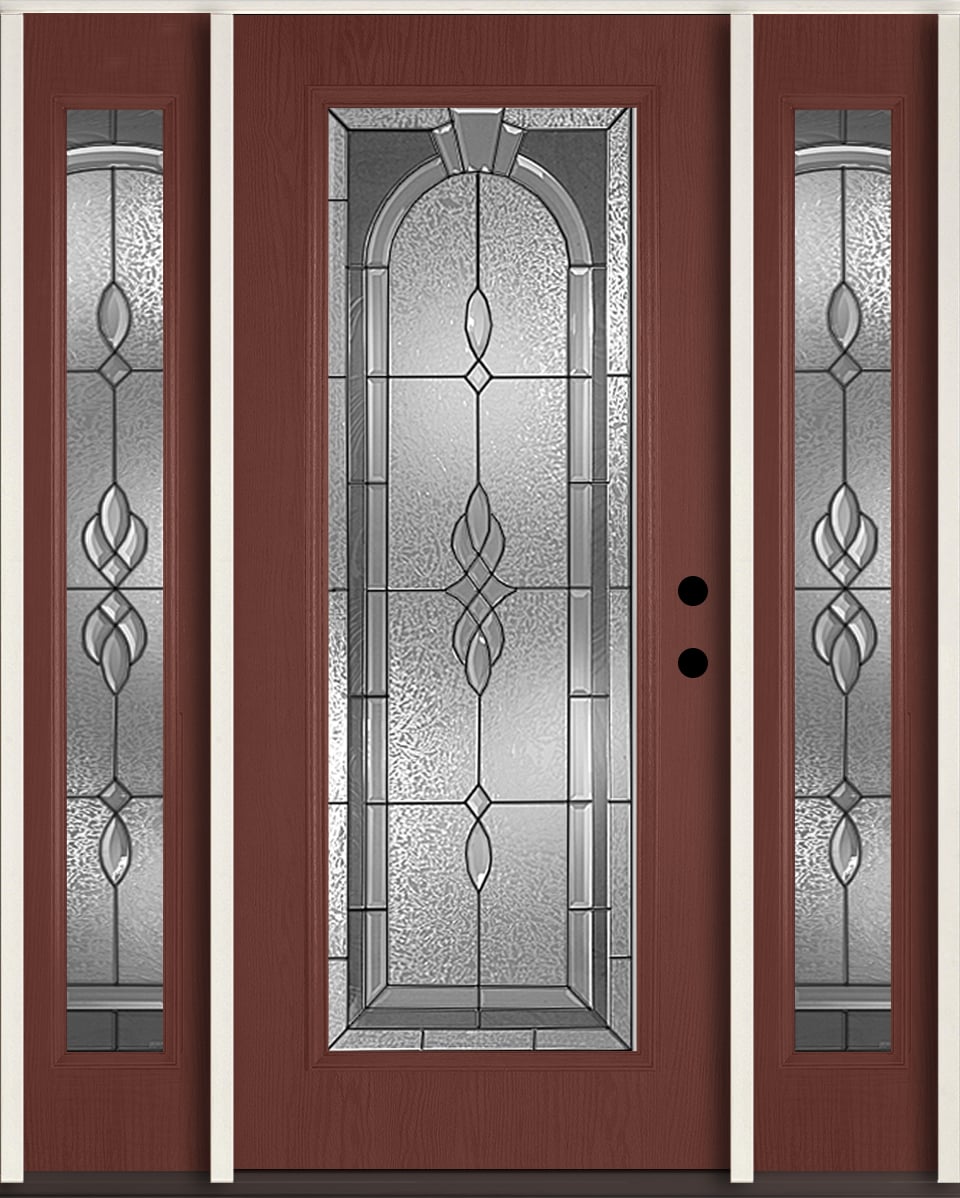 RELIABILT LO841707 Hampton 60-in x 80-in x 4-9/16-in Fiberglass Full lite Left-hand inswing Wineberry Stained Prehung Front Door with Sidelights Insulating core