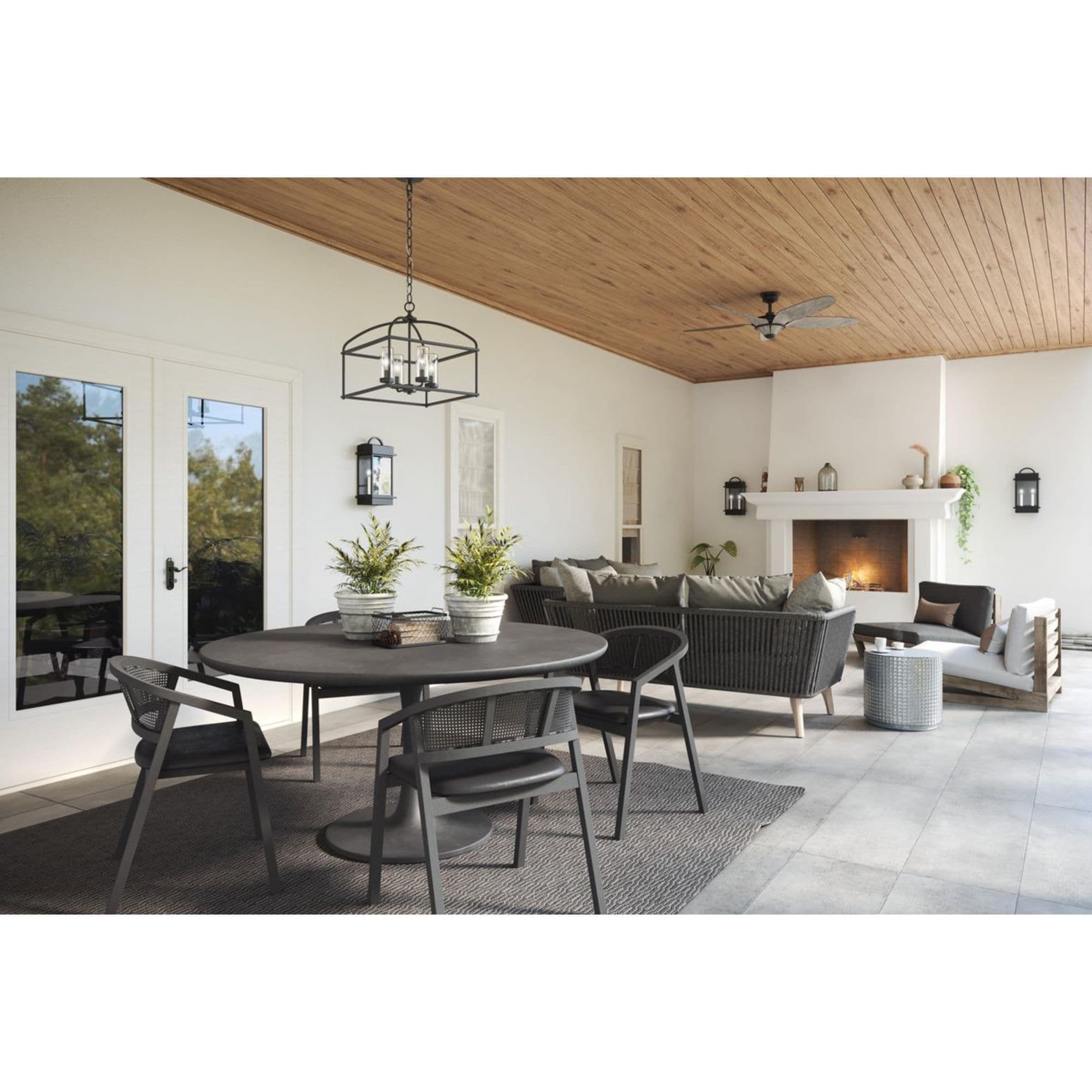 Santee Black and Bronze 15.25" Steel Outdoor Wall Lantern