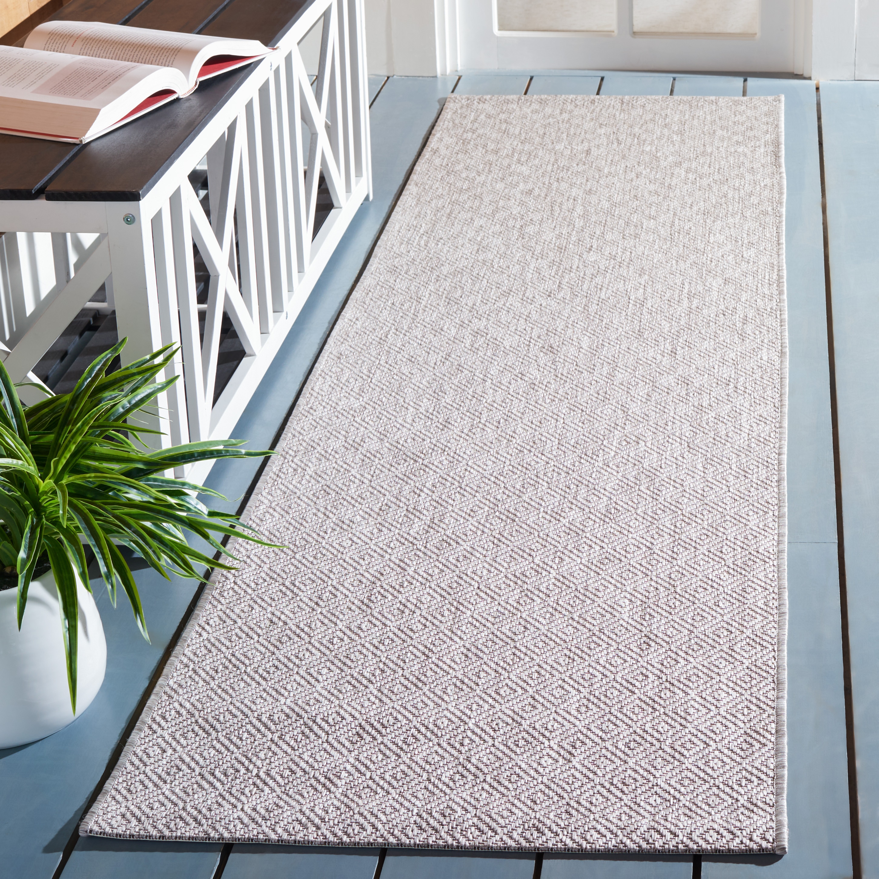Safavieh CY8520-36311-218 Courtyard 2 x 18 (ft) Loomed Synthetic Beige/Beige Rectangular Indoor/Outdoor Solid Runner rug