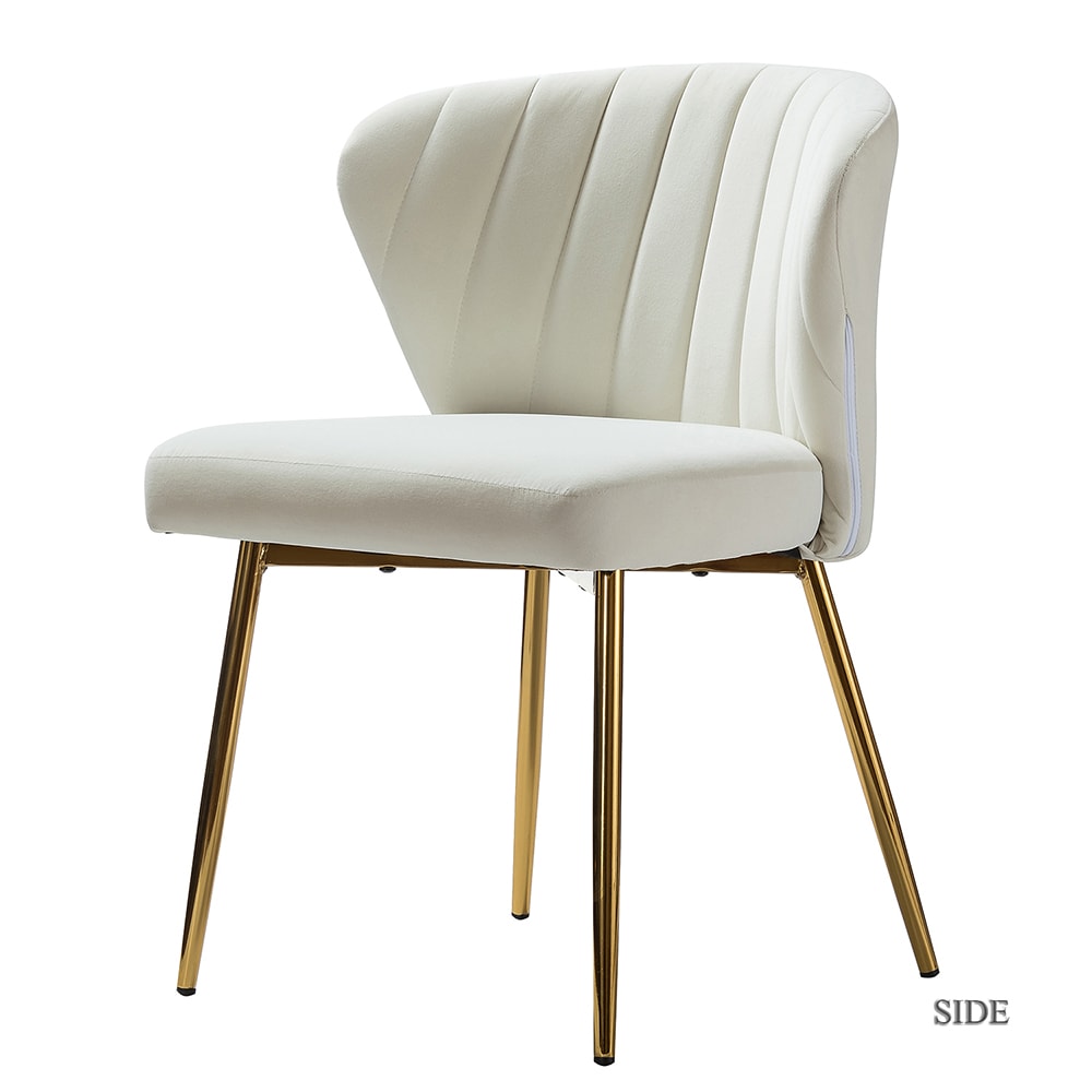 14 Karat Home Casual Ivory Velvet Accent Chair CHM6125A-IVORY at Lowes.com