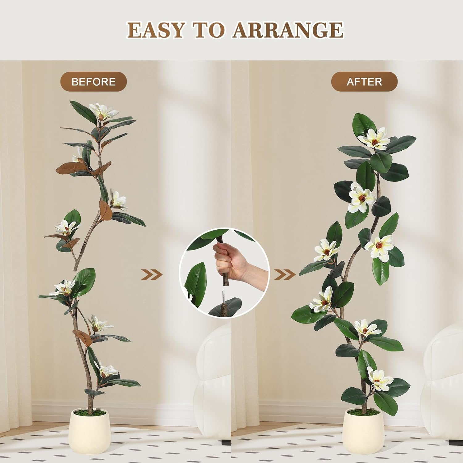 Der Rose 6FT Indoor Artificial PlantTall Faux Olive Tree with Includes ...