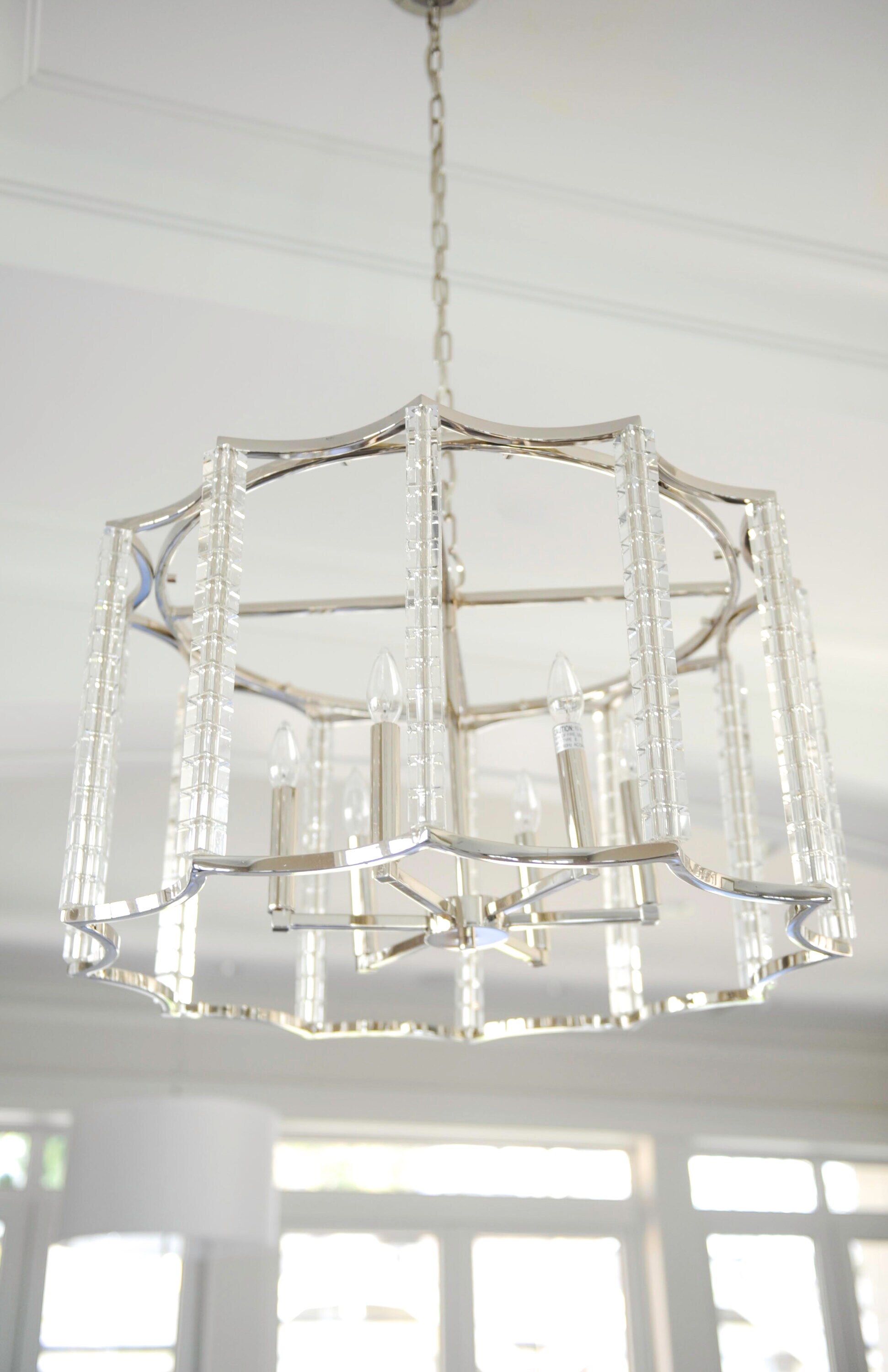 Elegant Carson Polished Nickel 6-Light Crystal Chandelier