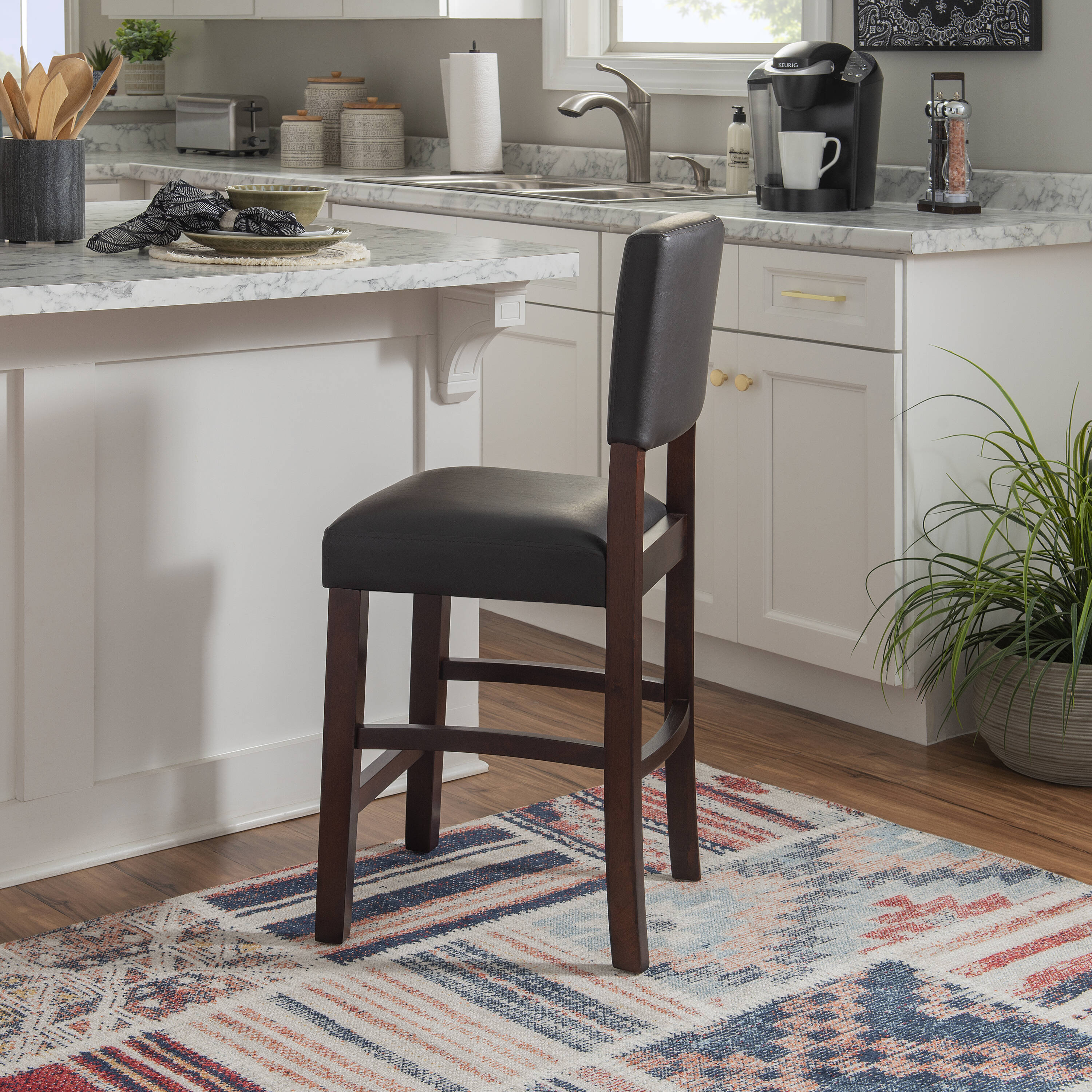 Espresso Finish Monaco 24" Counter Height Barstool with Brown Faux Leather