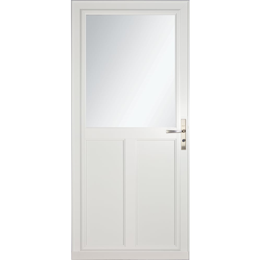 Tradewinds Selection 32-in x 81-in White High-view Retractable Screen Aluminum Storm Door with Brushed Nickel Handle | - LARSON 1460803117S
