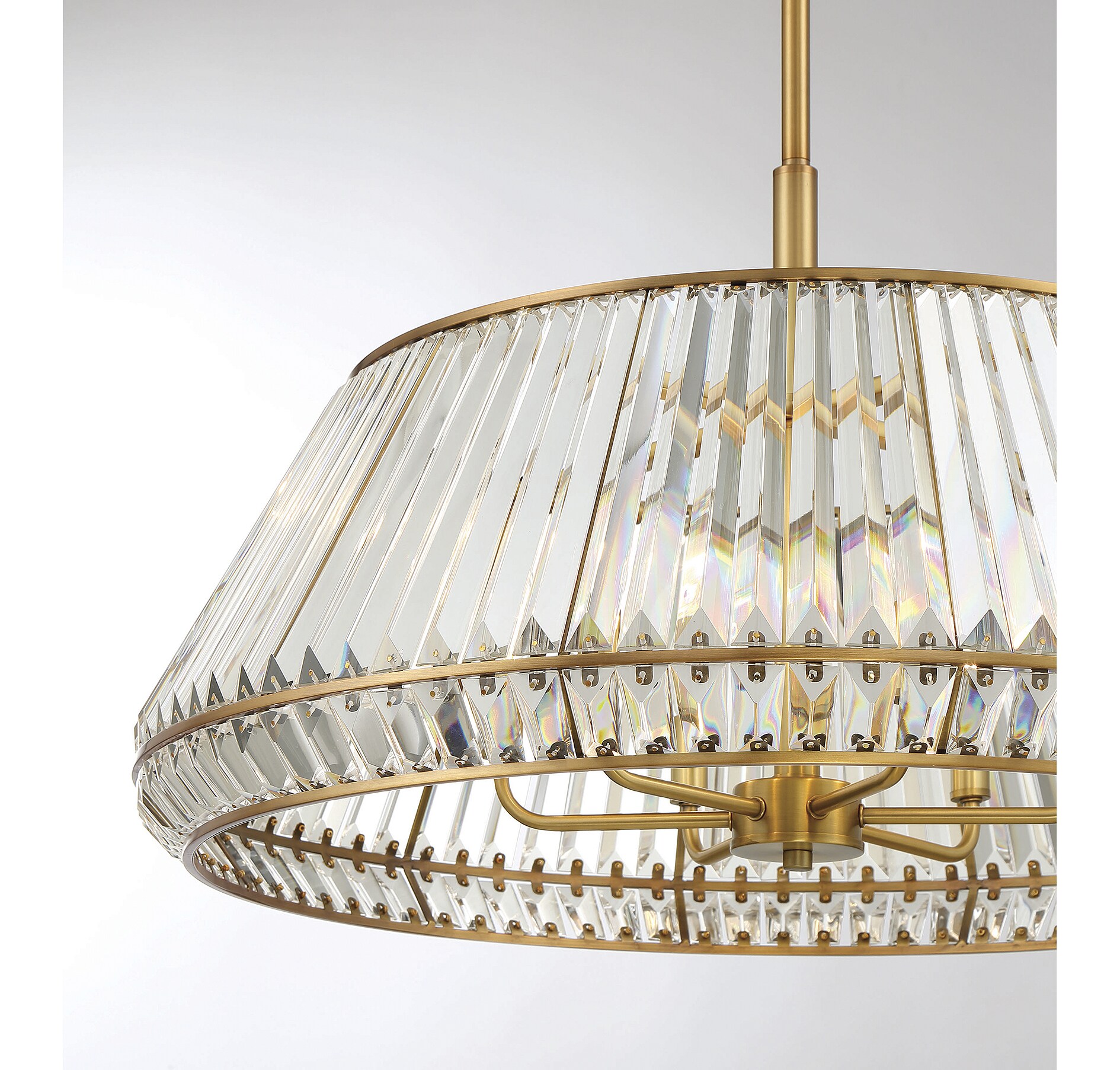 Savoy House Pyramid 6-Light Crystal Pendant in Warm Brass