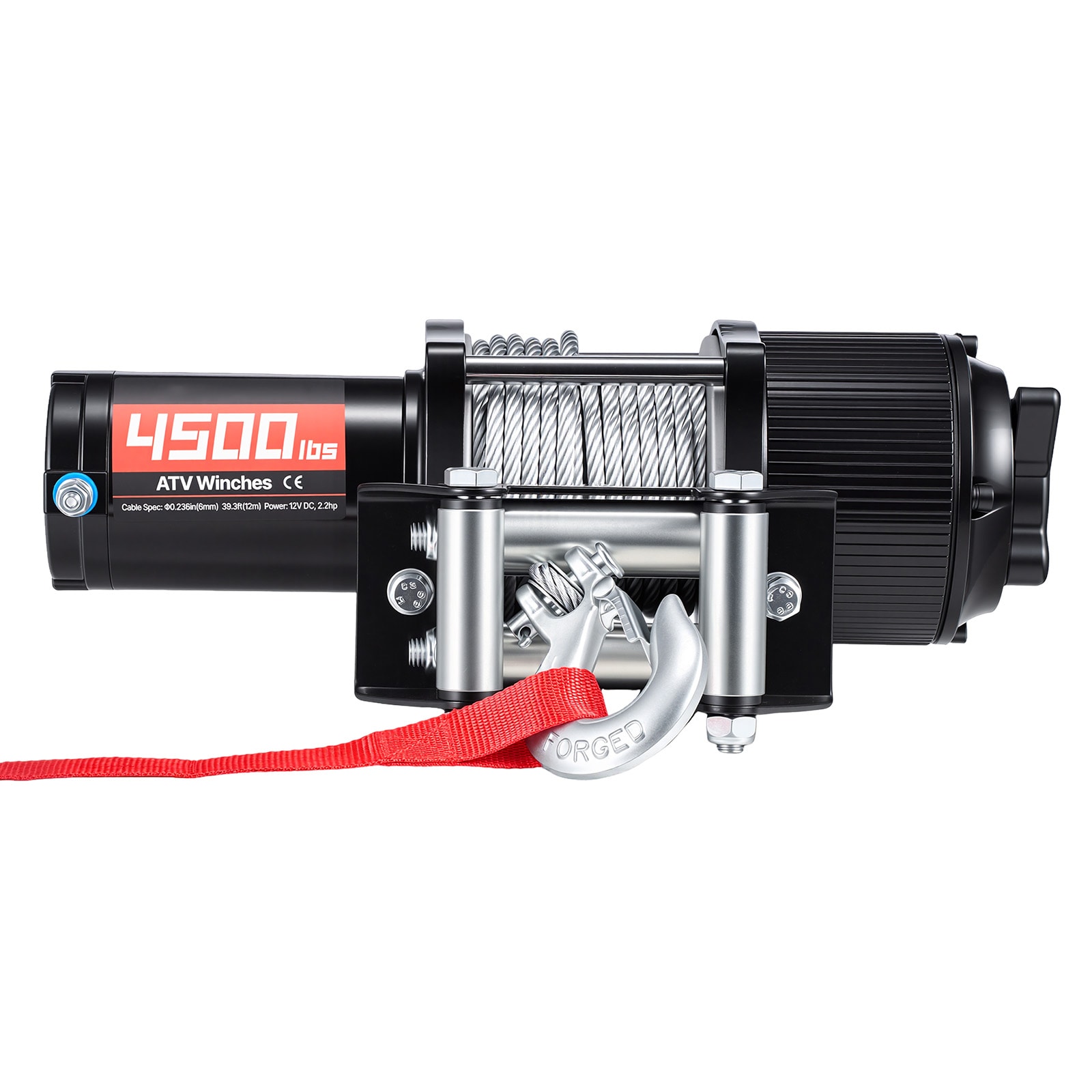 VEVOR 4500 lbs Electric Winch  12V DC ATV/UTV Winch with Diameter 0.24 in x 39.4 ft Steel Wire Rope  Wireless and Wired Remote Control  IP54 Waterproof  Roller Fairlead Mount Plate for Towing ATV UTV Off-Road