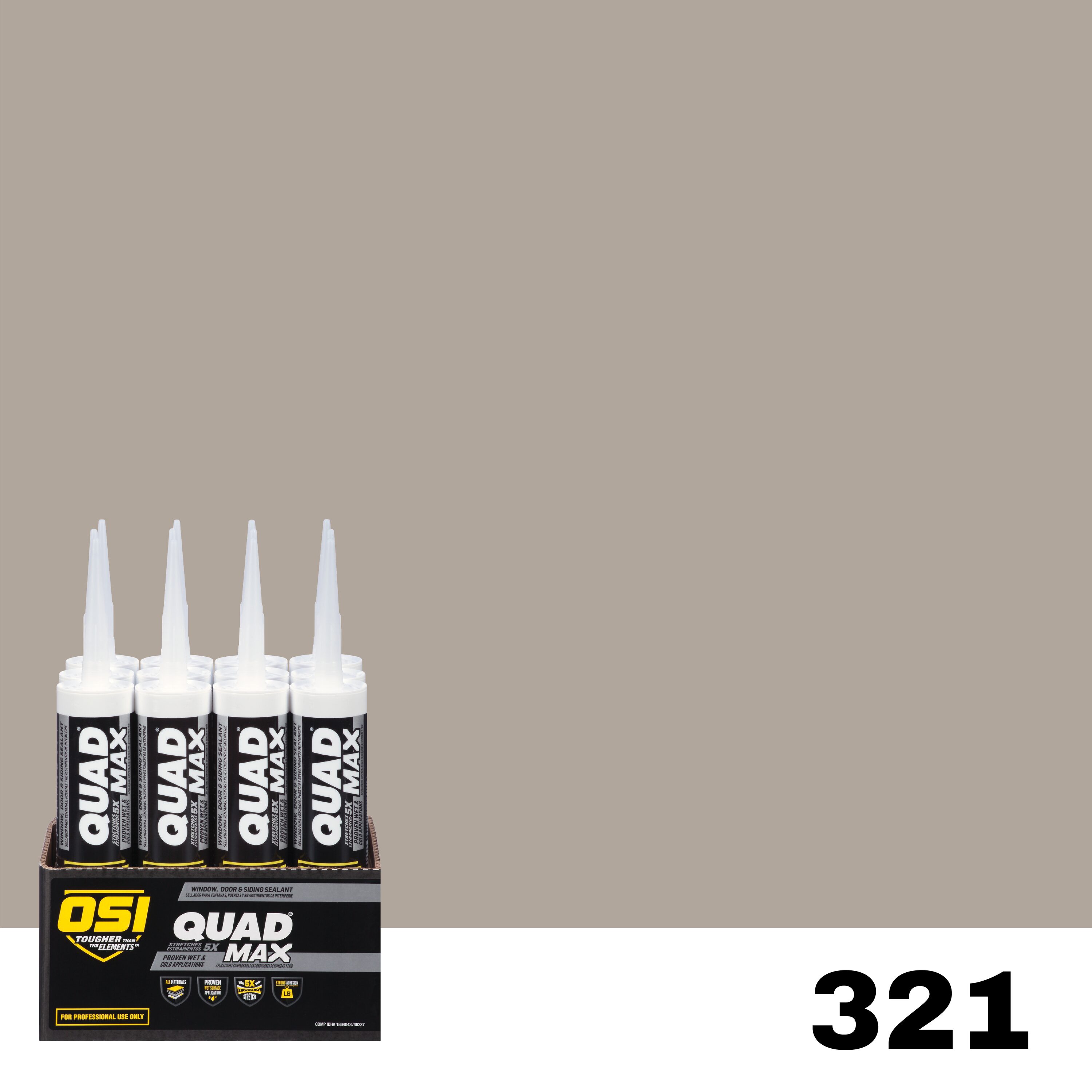 OSI 1869353 Quad Max 12 -Pack 9.5-oz Window door Clay 321 Paintable Advanced Sealant Caulk