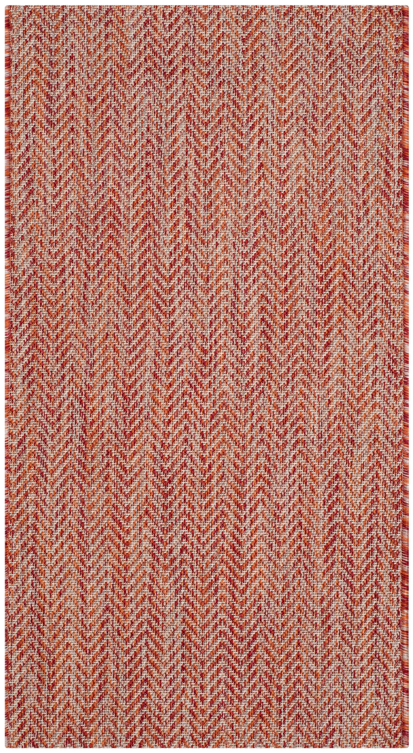 Modern Red and Beige Chevron 2' x 3'7'' Outdoor Accent Rug