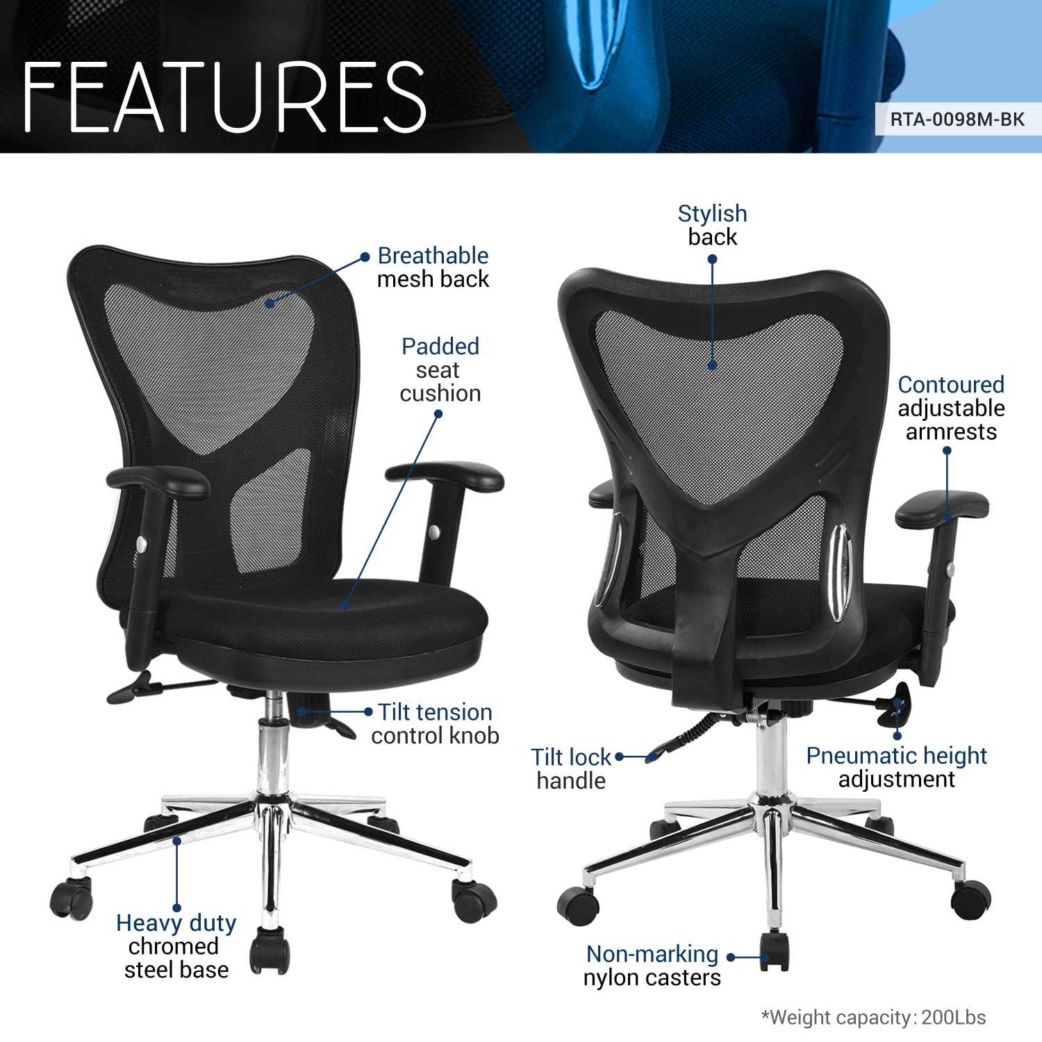 Streamdale Furniture RTA-0098M-BK Office-Chairs - View #3