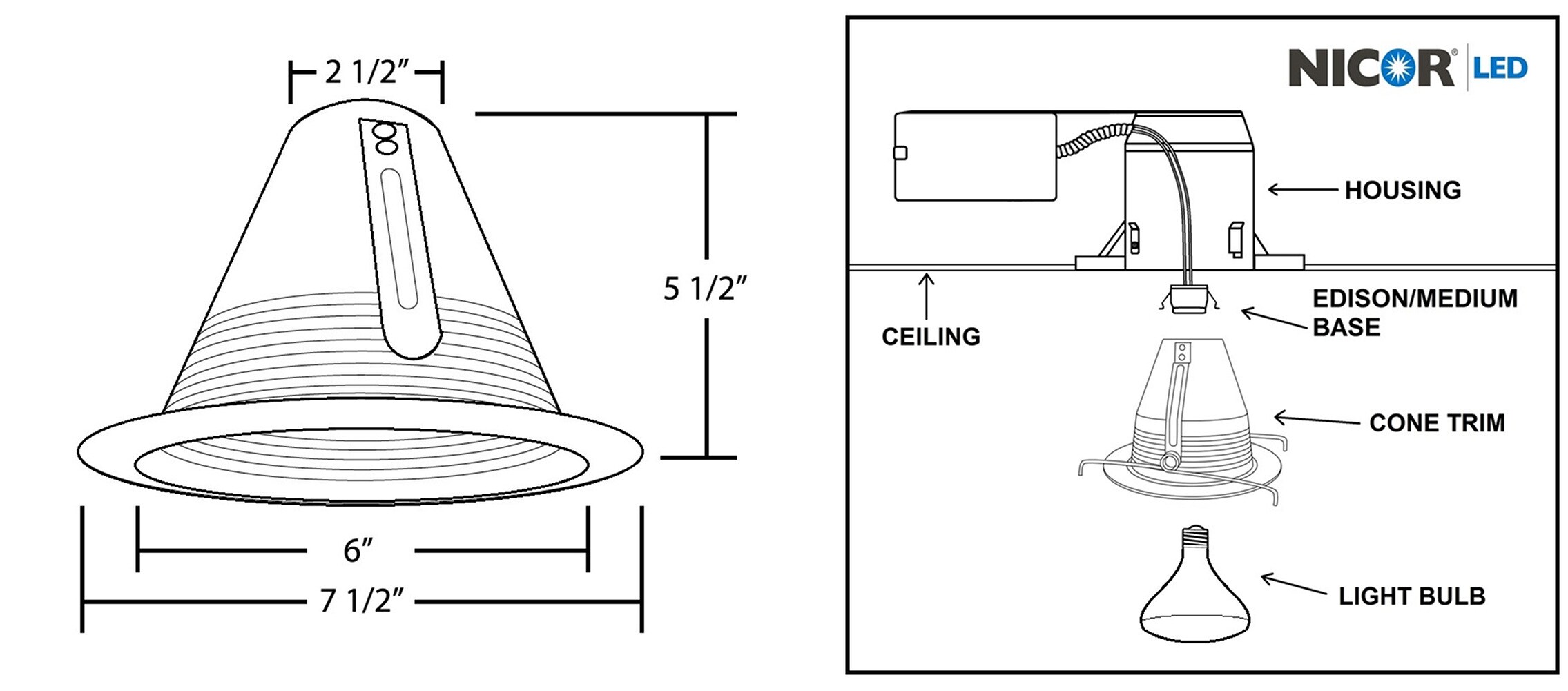 Nicor Lighting 6-in Oil-Rubbed Bronze Baffle Recessed Light Trim in the ...