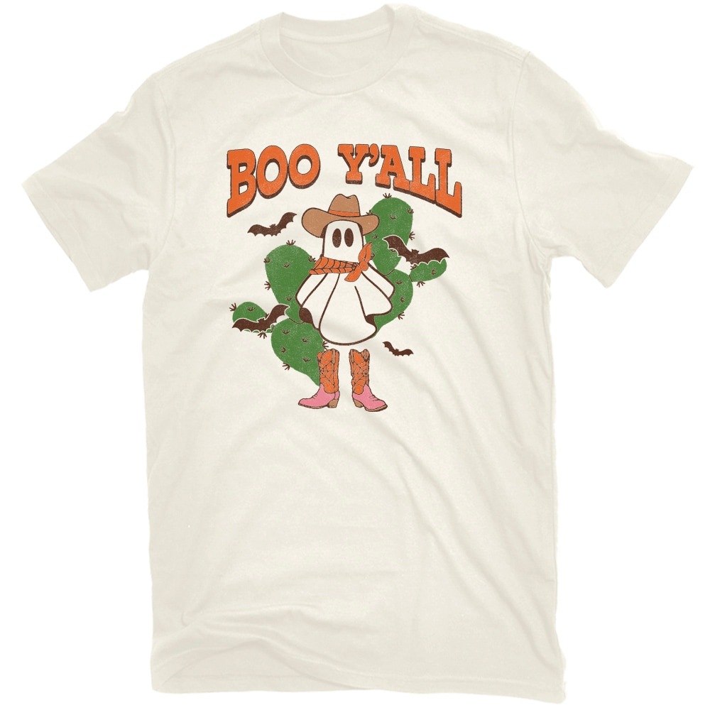  BOO Y'ALL CNM M Women's White Knit Short sleeve T-shirt ( Medium )