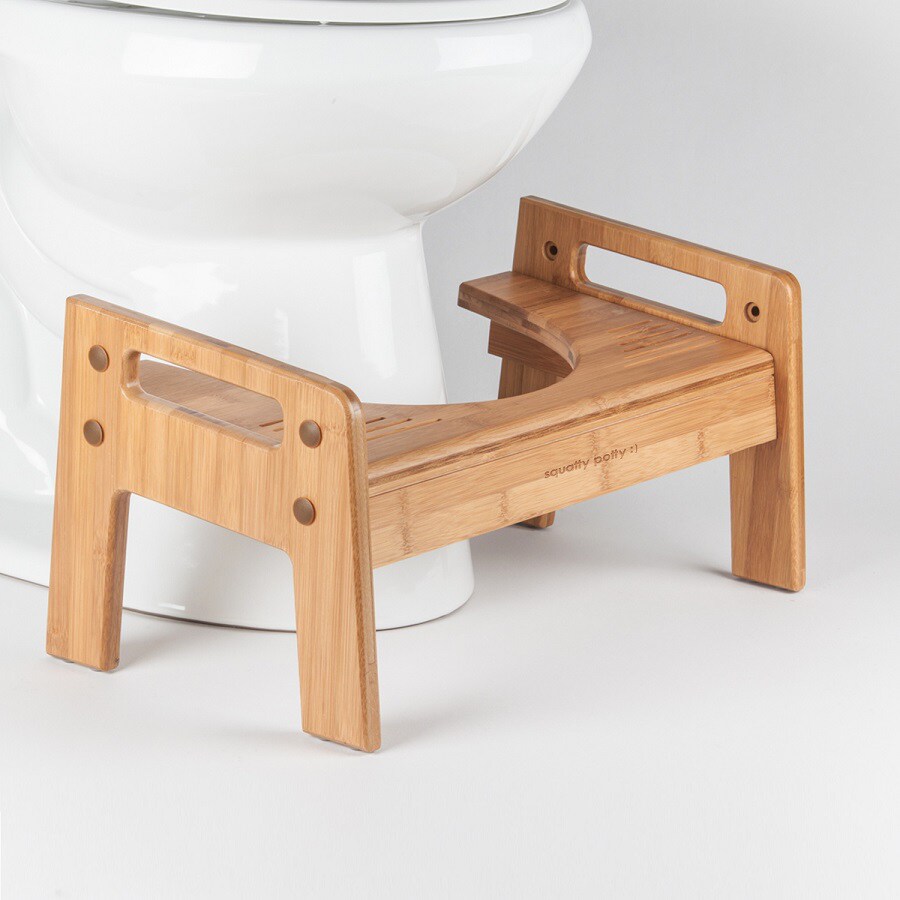 Jeteven Wooden Squatty Toilet Stool Bathroom Step Up Stool for Relieves Constipation Bloating Proper Toilet Posture for Healthier Results 46 x 27 x 25 cm 