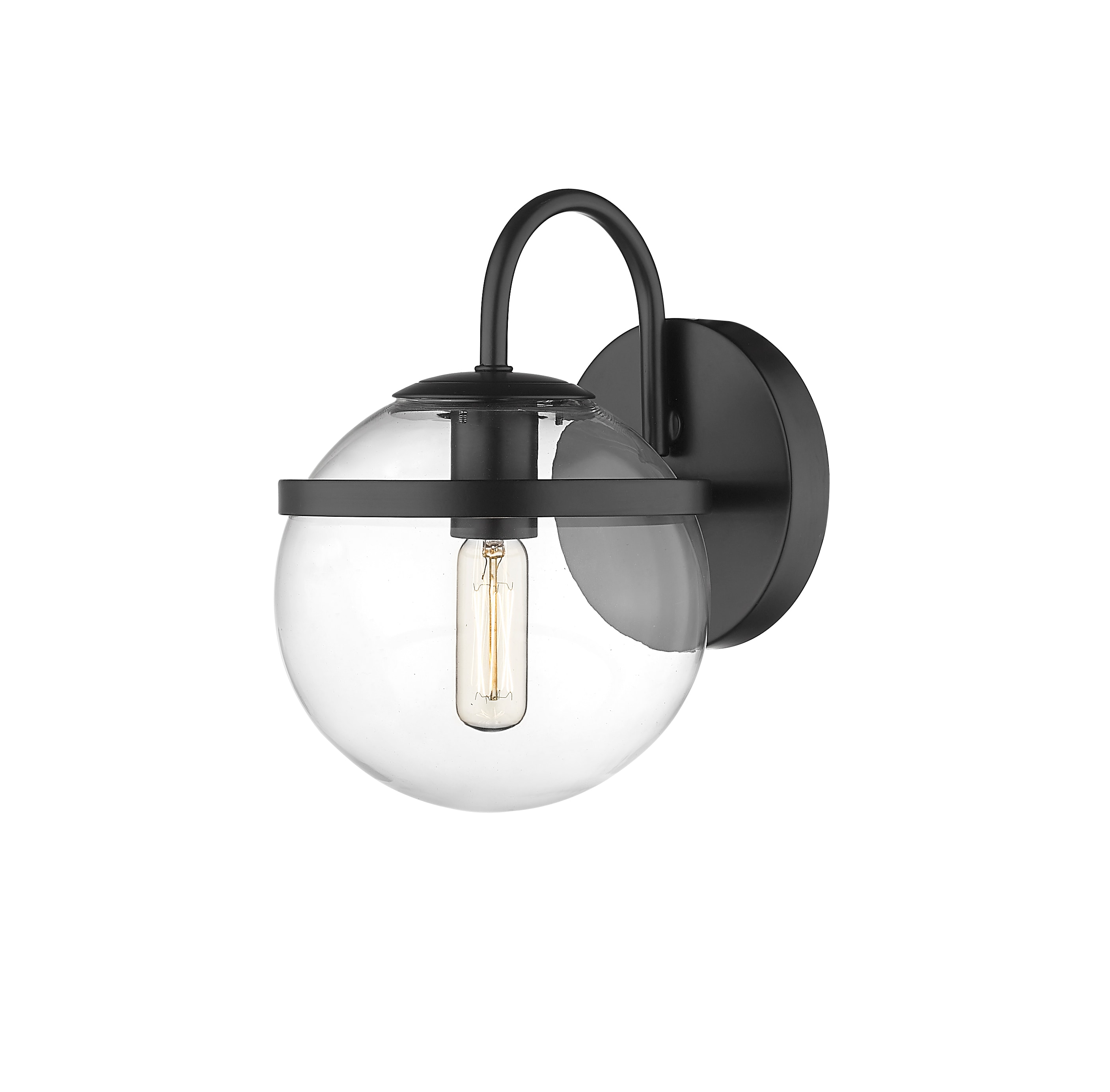 Innovations Lighting 350-1W-BK-CL Sands 5.88-in 1 -Light Matte Black Transitional Vanity light