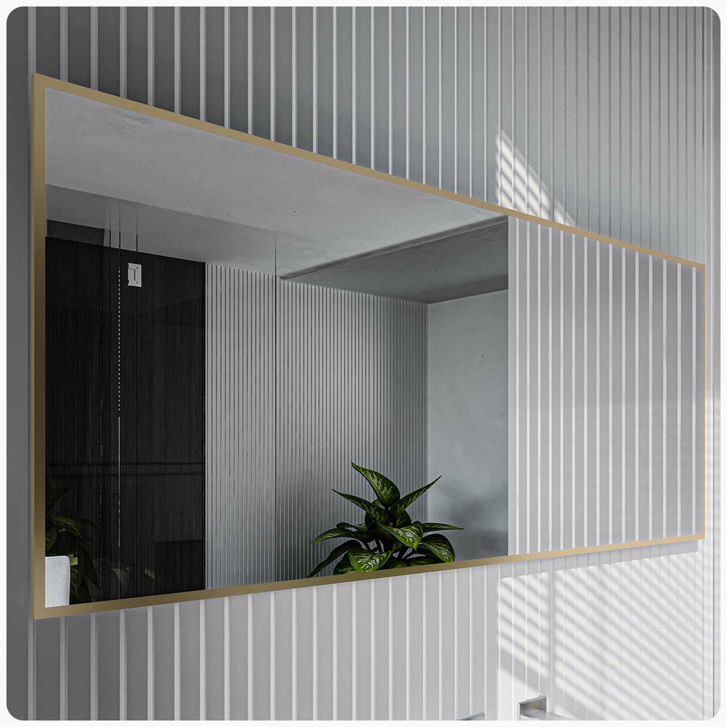 Eviva EVMR-72X30-GLD Gold 72-in W x 30-in H Rectangle Gold Framed Wall Mirror