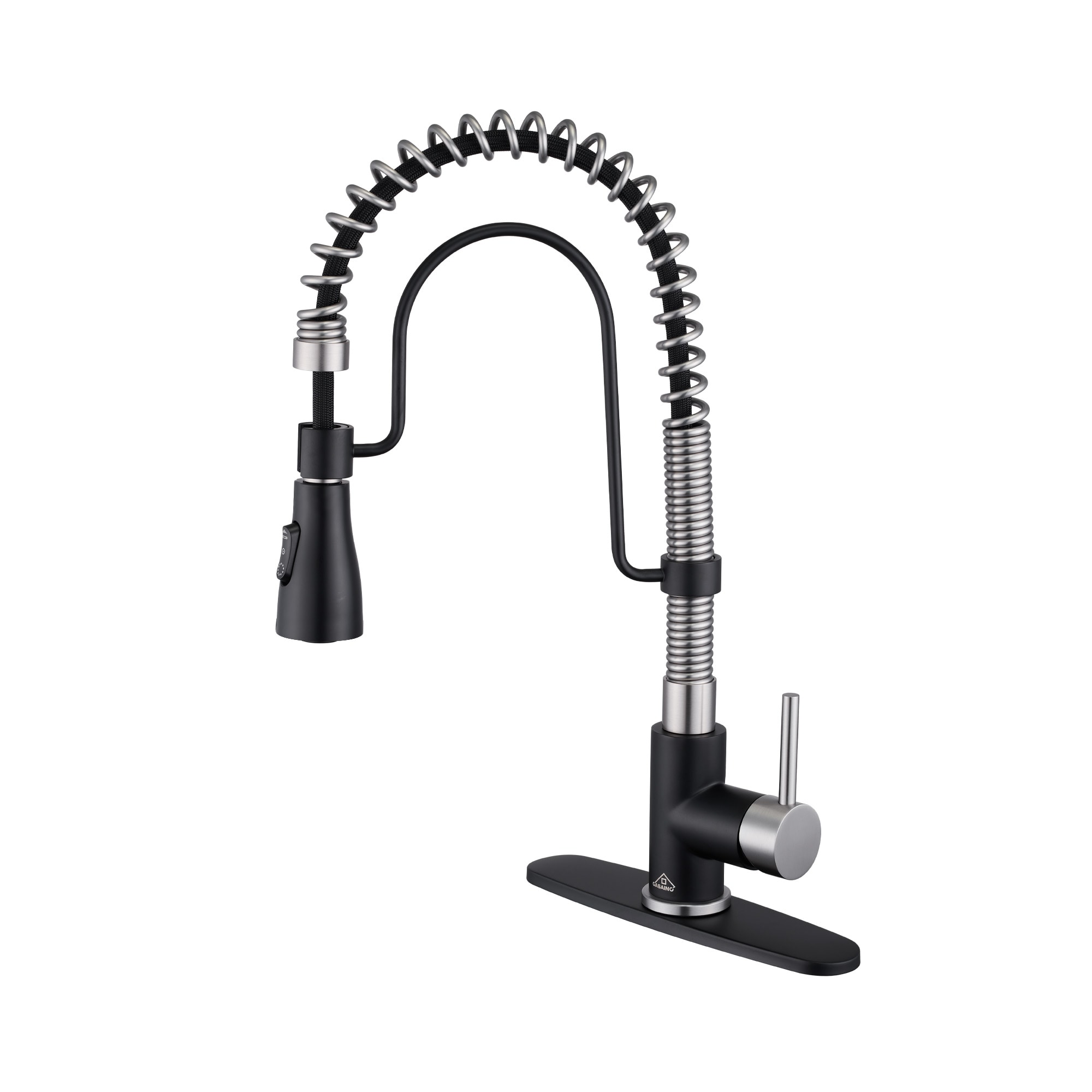 CASAINC Kitchen Faucet Matte Black Single Handle Pull-down Kitchen ...