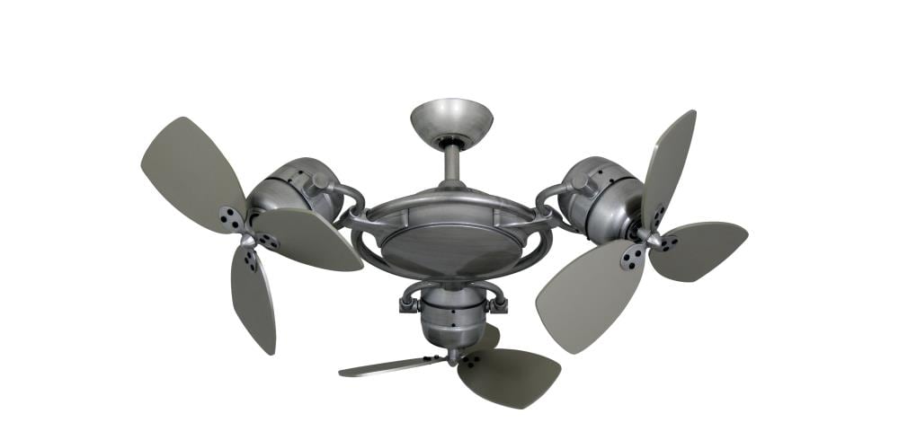 TroposAir 88551 Tristar II 18-in Outdoor Brushed Nickel BN-1 with Satin Steel (painted) Blades Ceiling Fan Light Kit Compatible - Remote Included ( 3 -Blade )