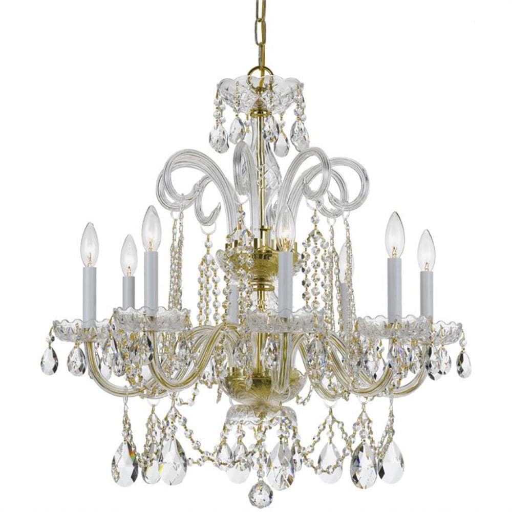 Crystorama 5008-PB-CL-MWP Traditional Crystal 8 -Light Polished Gold Traditional Crystal For Use in Bedrooms, Dining Rooms, Foyers, Kitchens, Living Rooms Chandelier