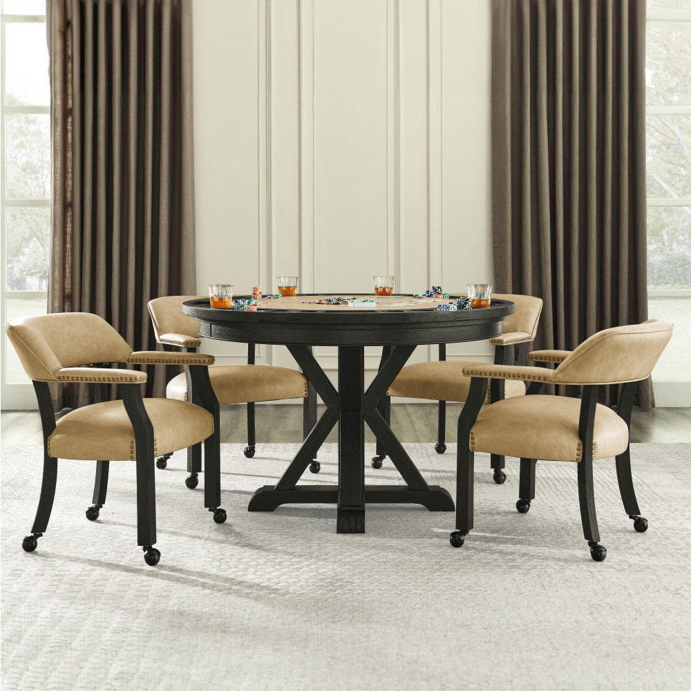 Steve Silver Rylie 6PC Dining Set with Game Top, Black