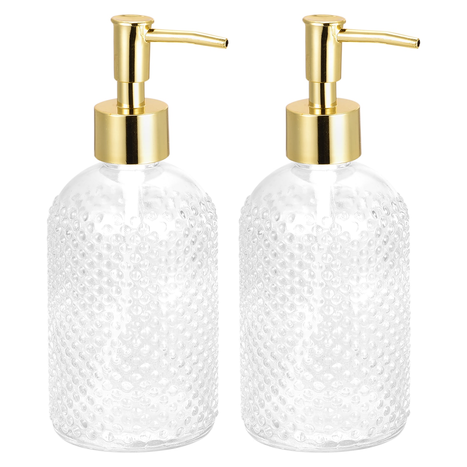Unique Bargains Soap Dispensers Set 17Oz Empty Glass Dish Hand Soap Dispensers with Pumps for Kitchen Bathroom 2pcs Clear
