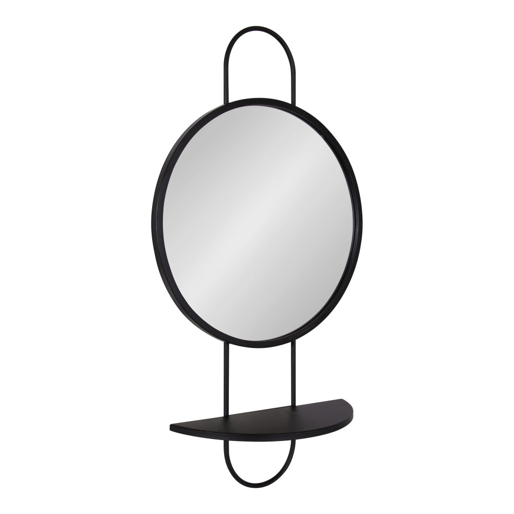 Kate and Laurel 223295 Patel 19.00-in W x 32.75-in H Round Black Framed Wall Mirror