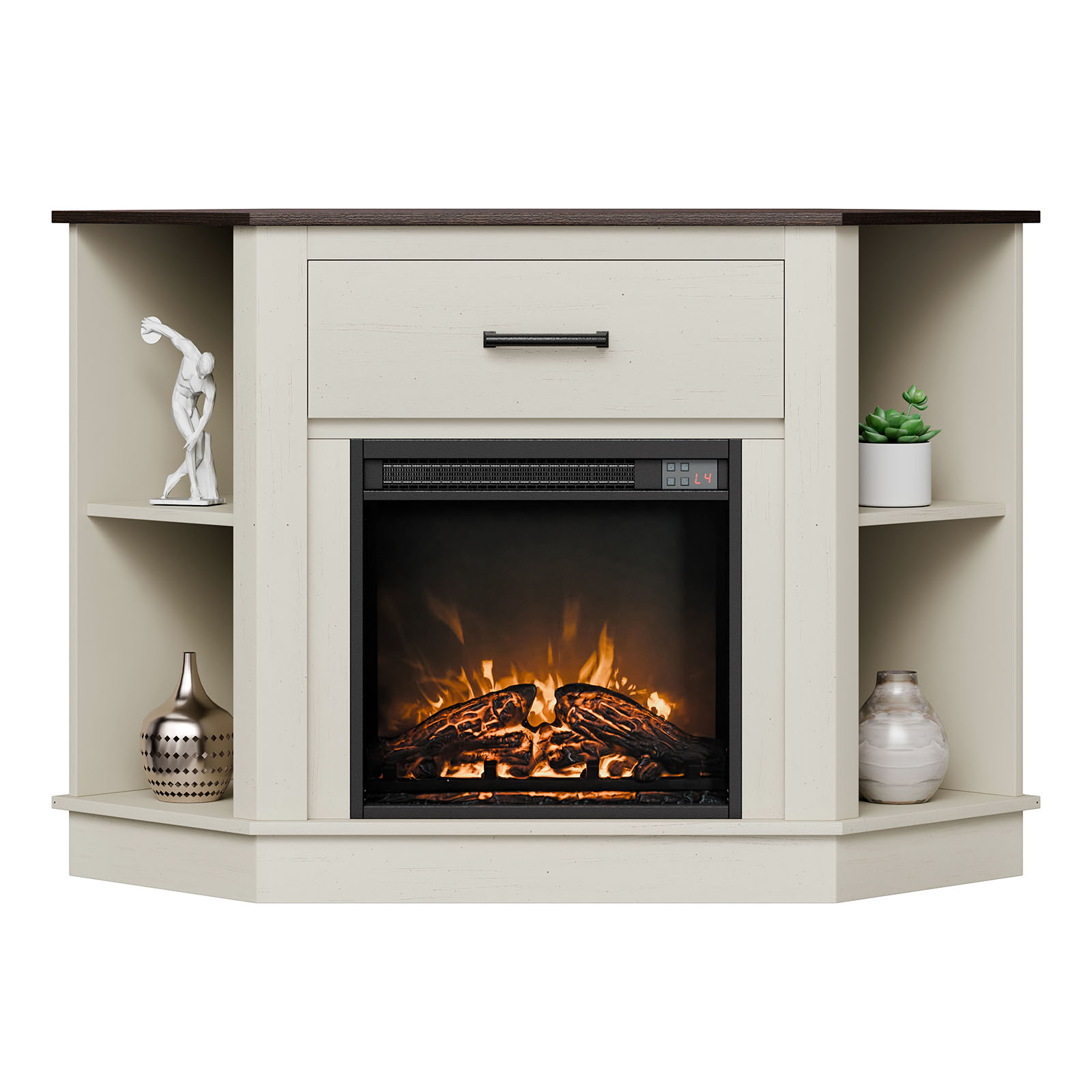 VEVOR - Fireplace TV Stand  Farmhouse Fireplace TV Stand for TVs up to 50 inch  Farmhouse Enterta...