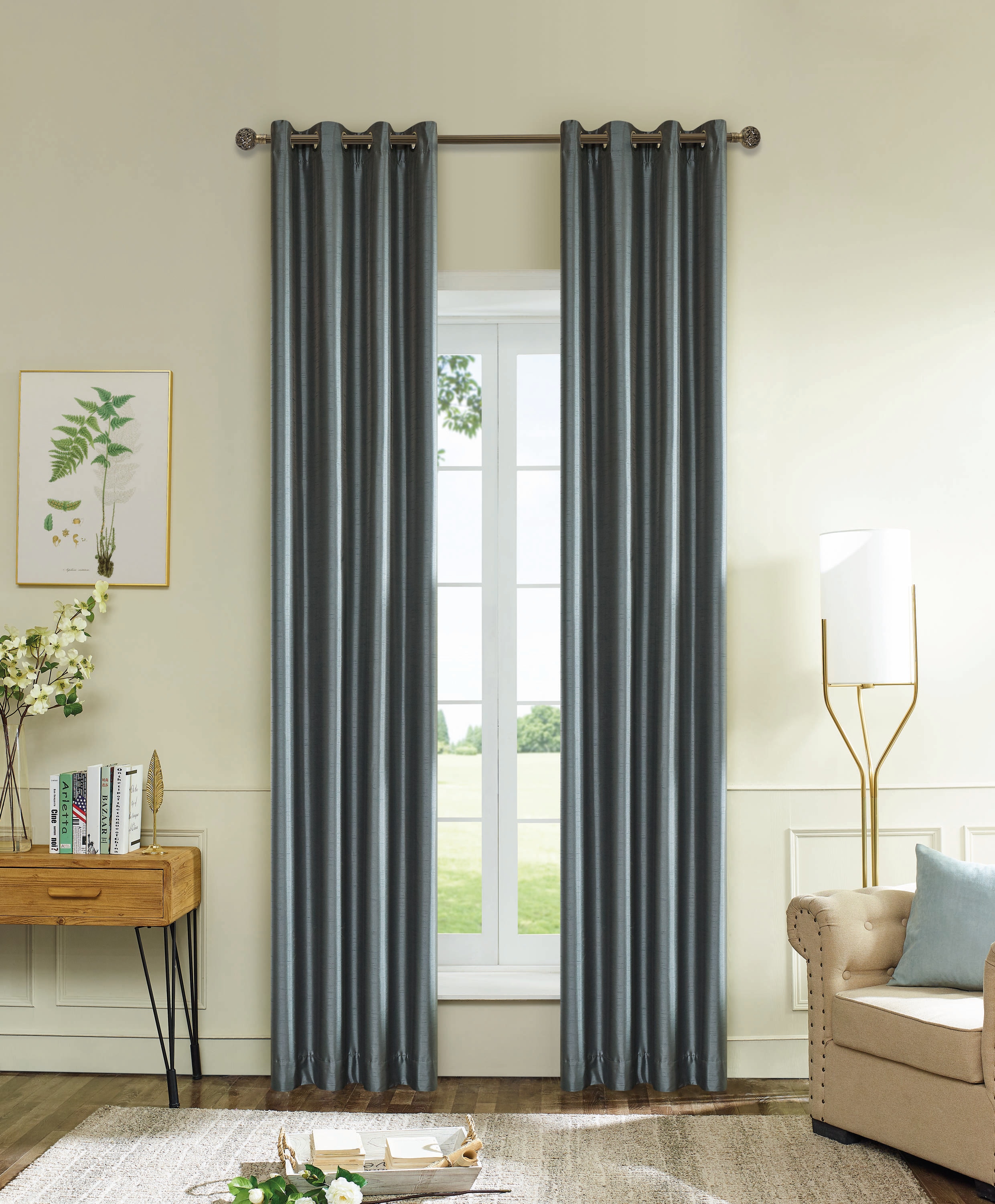  ABERDEEN-120-SLG 120-Inches Silver Grey Blackout Grommet Single curtain panel