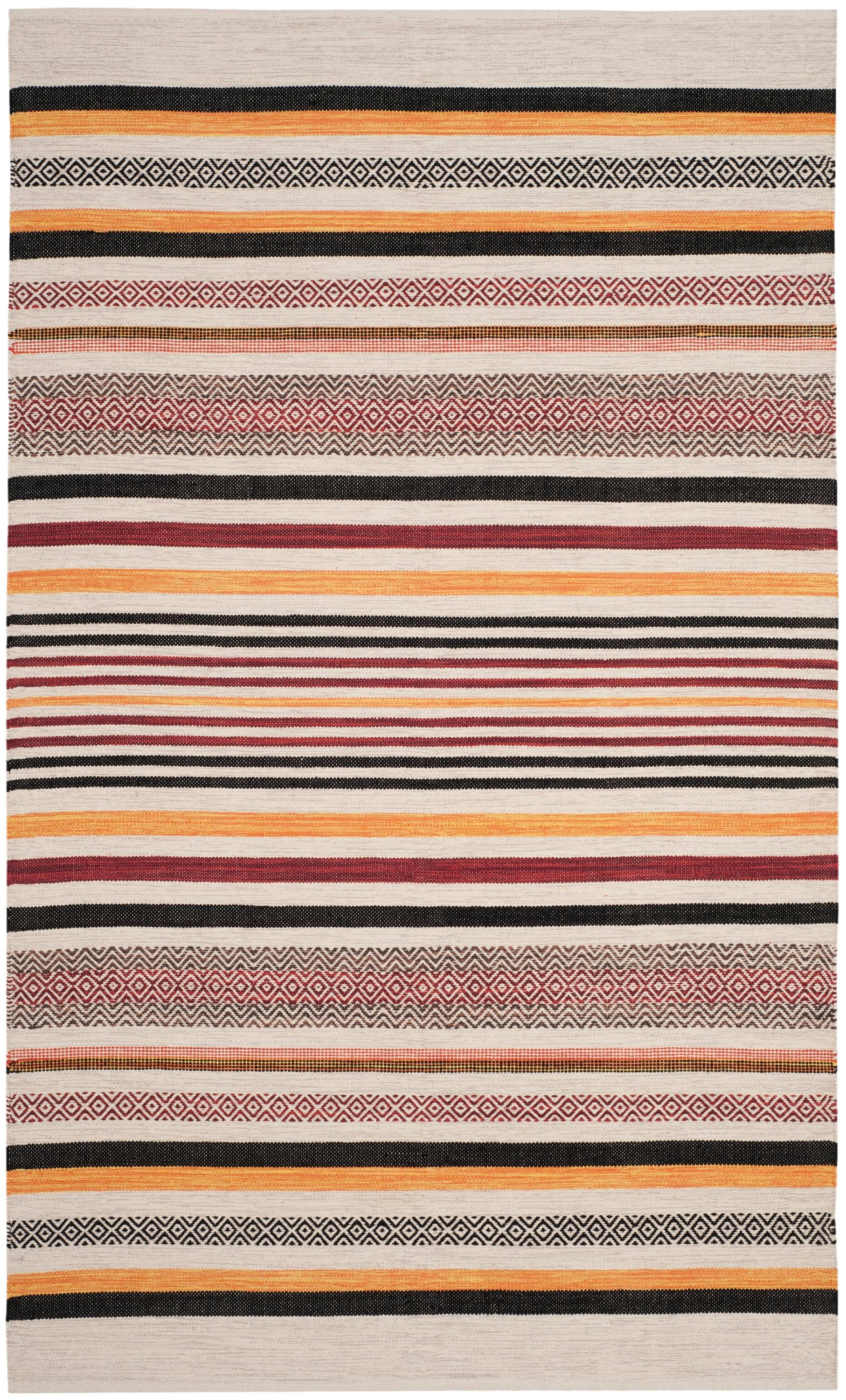Handmade Red Stripe Wool Cotton Flat Woven Area Rug