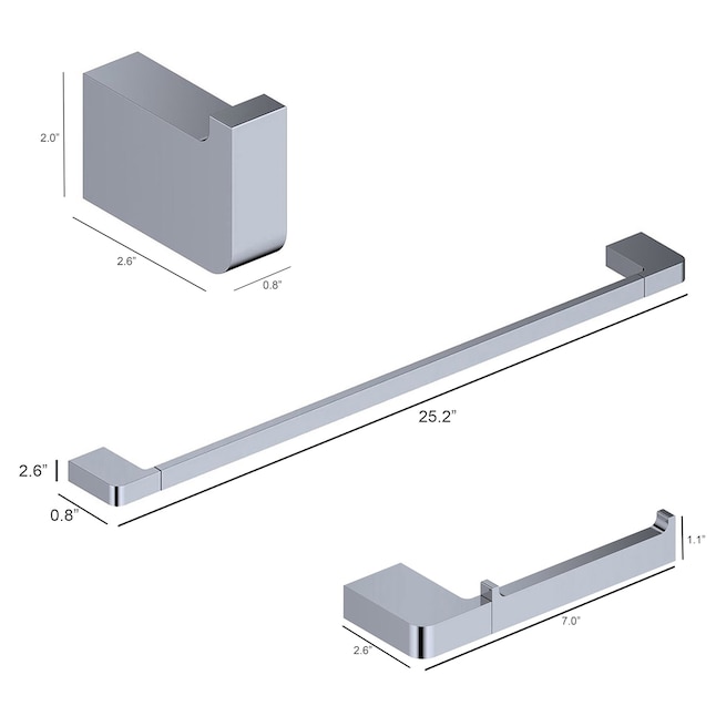 WS Bath Collections 3-Piece Cube Polished Chrome Decorative Bathroom Hardware Set WS Bath Collections 3-Piece Cube Polished Chrome Decorative Bathroom Hardware Set