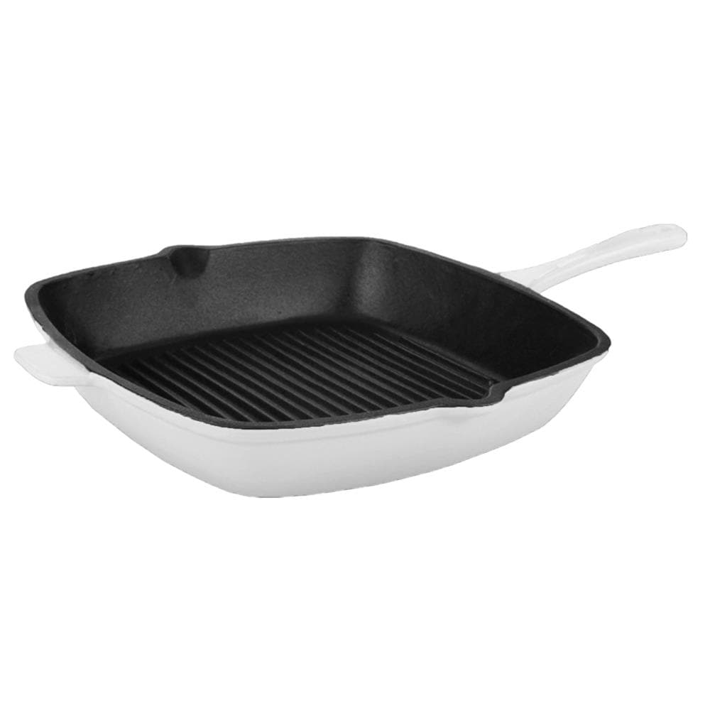 BergHOFF Neo 11-Inch White Cast Iron Grill Pan, Oven Safe up to 450F in ...