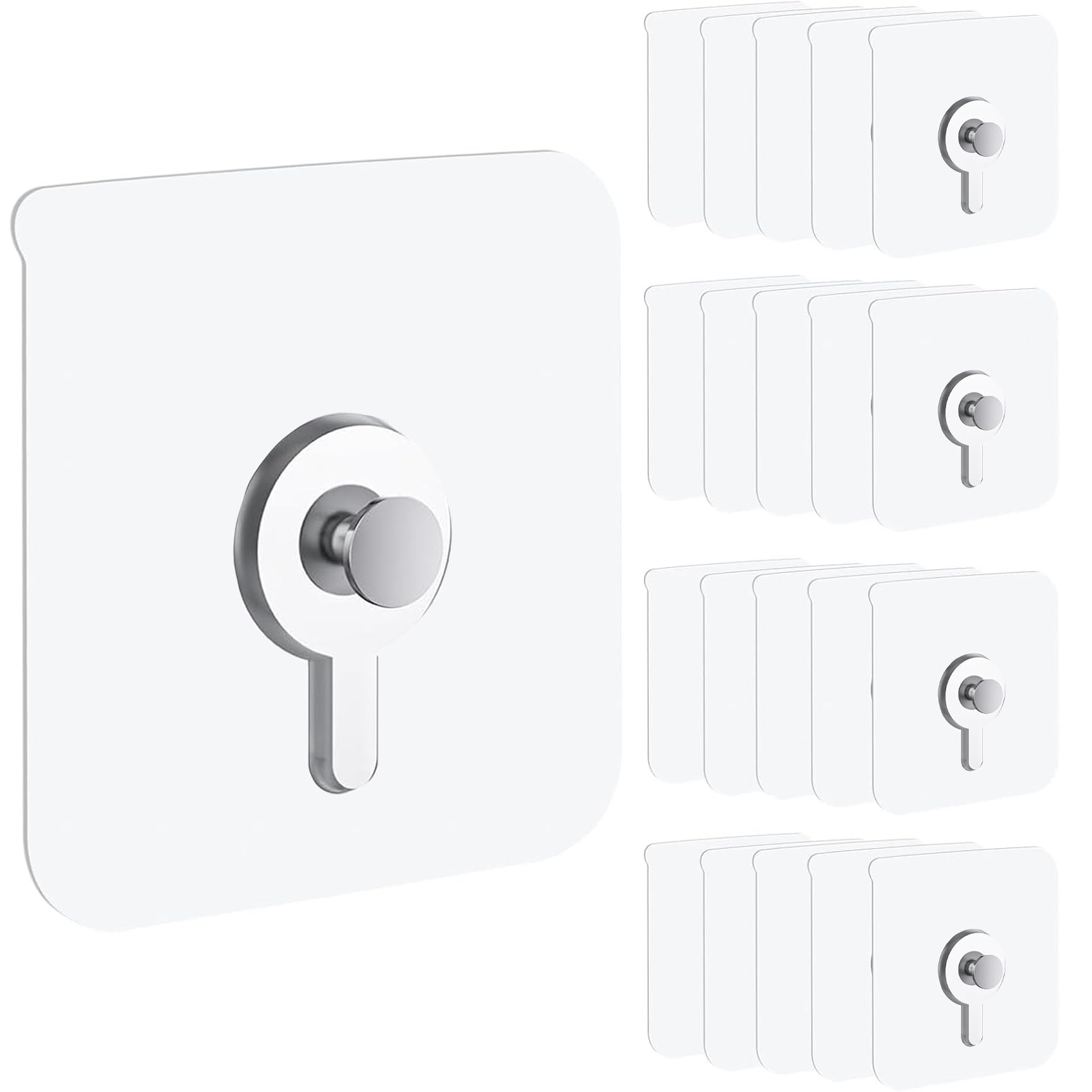 Yichuhaoxi  Adhesive Picture Hooks 20 Pack Heavy Duty Clear Wall Hangers 13 Pound Load Capacity Waterproof Drill Free Sticky for Picture Frames