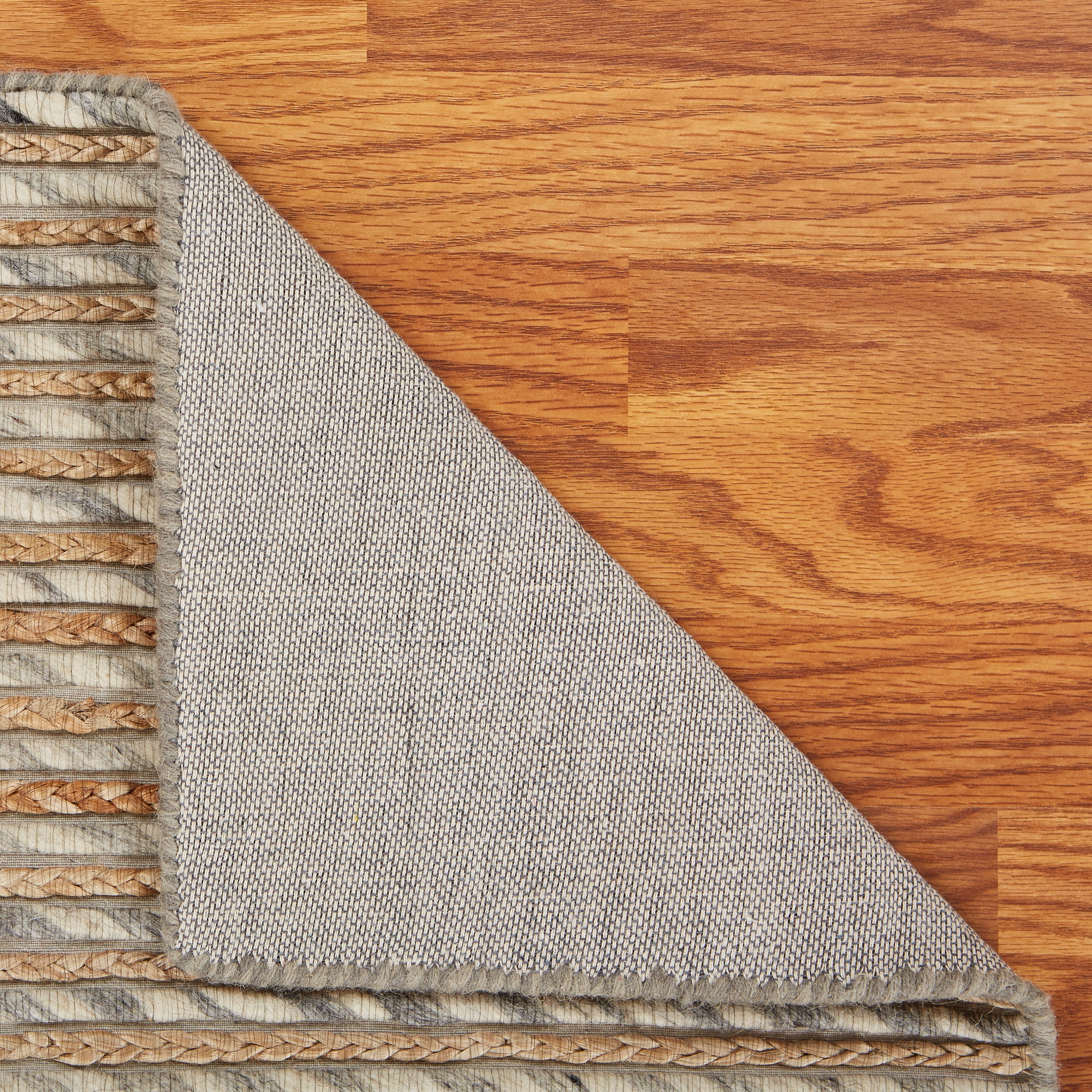 Eco-Friendly Dark Gray Striped Wool Blend 5' x 7' Area Rug