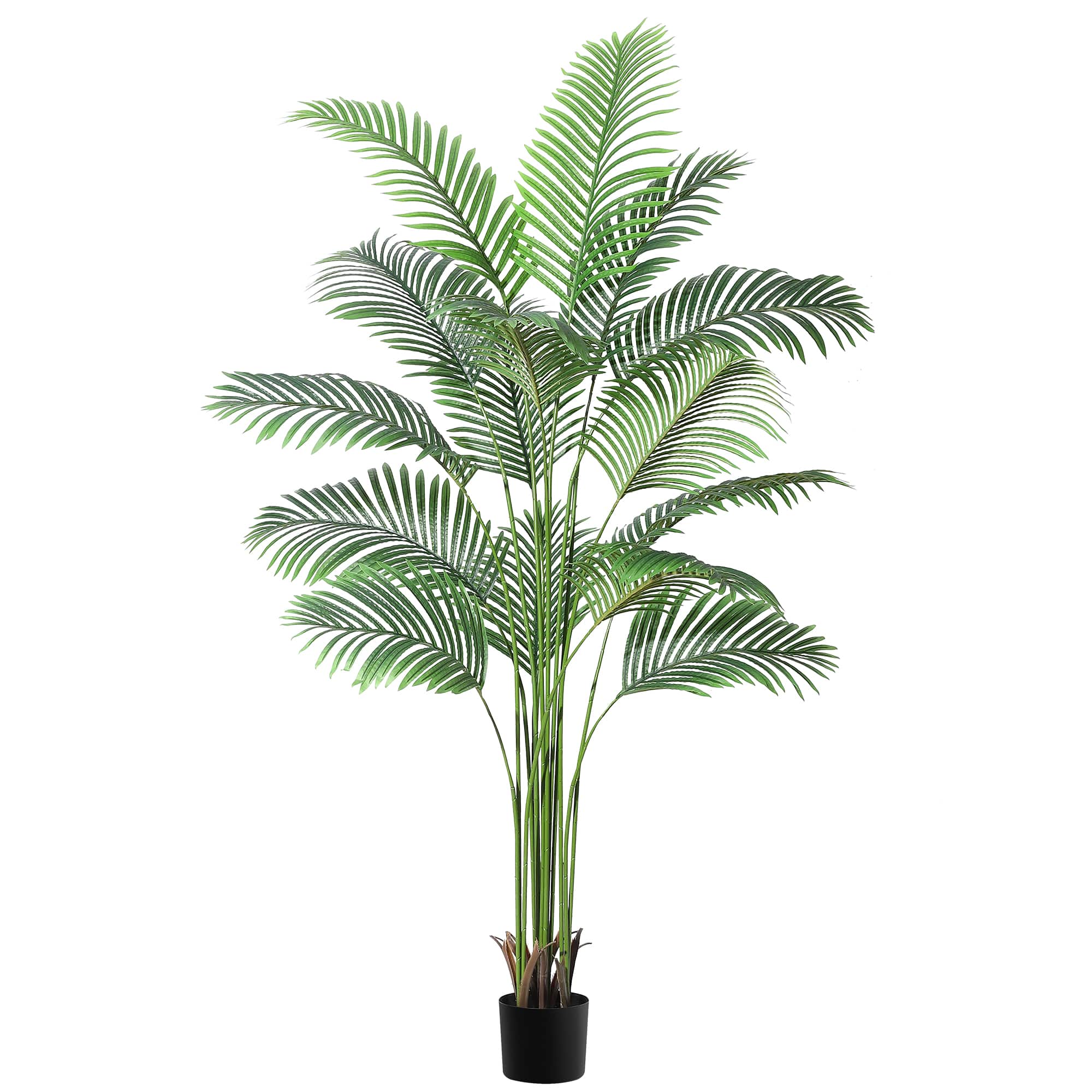WhizMax LHFLS-PHO-11VI65QV 7ft Artificial Palm Tree with 15 Trunks - Fake Palm Tree Fake Tropical Paradise Palm Tree in Pot with Real Bark Design and 9 Adjustable Branches Faux Palm Plant for Indoor Home Office Modern Decor
