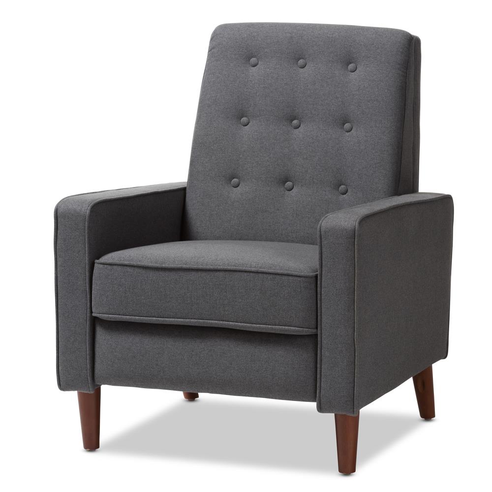Baxton Studio 143-8136-LW Mathias Grey Linen Upholstered Tufted Zero Gravity Recliner
