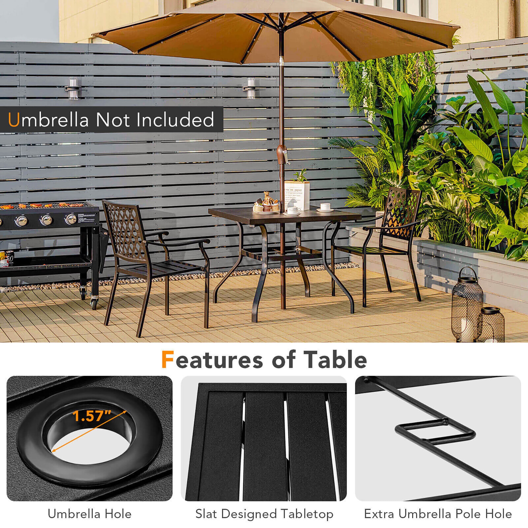 Forclover ALW45-25BR Patio-Tables - View #4