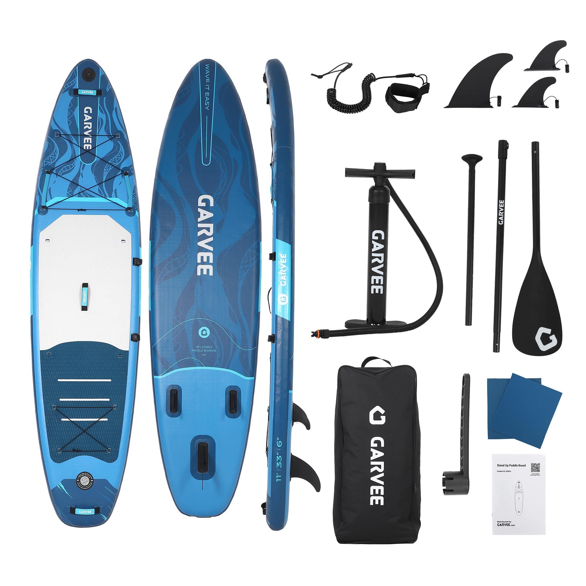 Garvee - Inflatable Stand Up Paddle Board with Premium SUP Accessories Wide Stable Design Anti Sl...