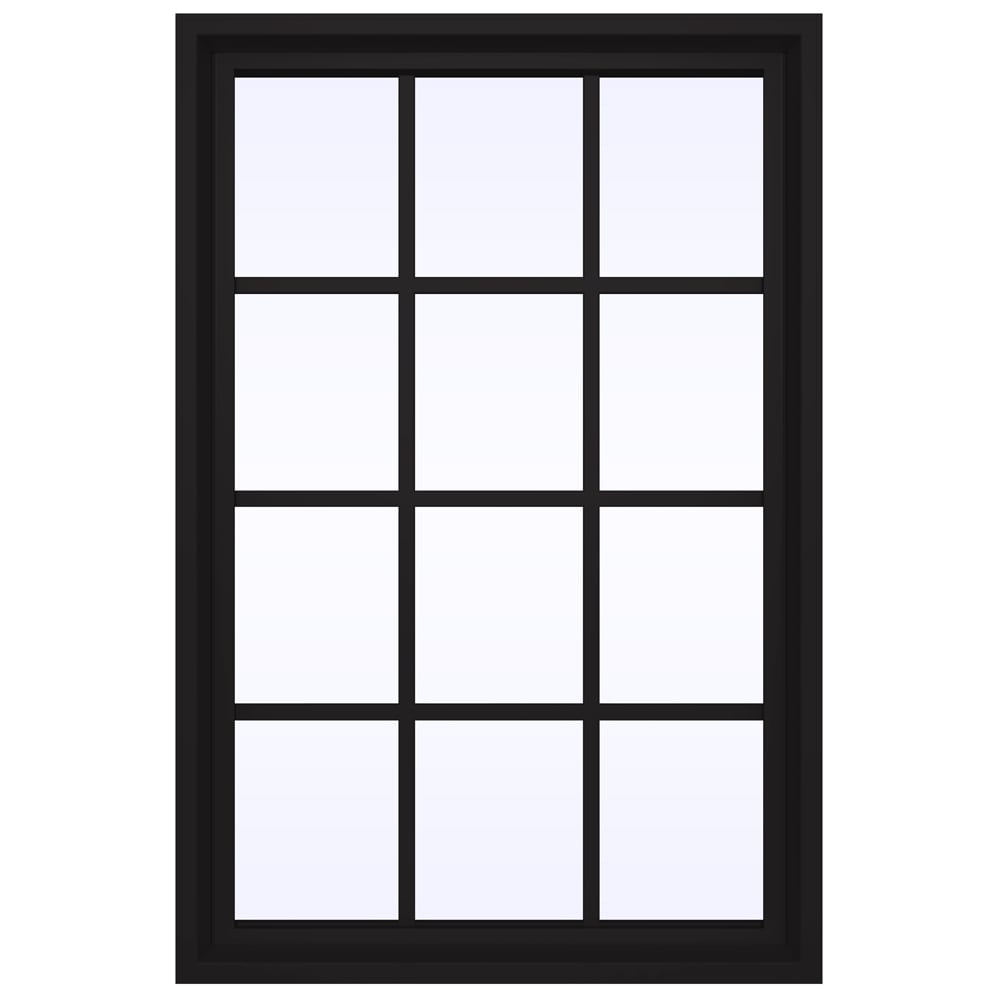 JELD-WEN LOWOLJW249100008 FiniShield V-4500 23-1/2-in x 35-1/2-in Black Rectangle Picture Window with Grids