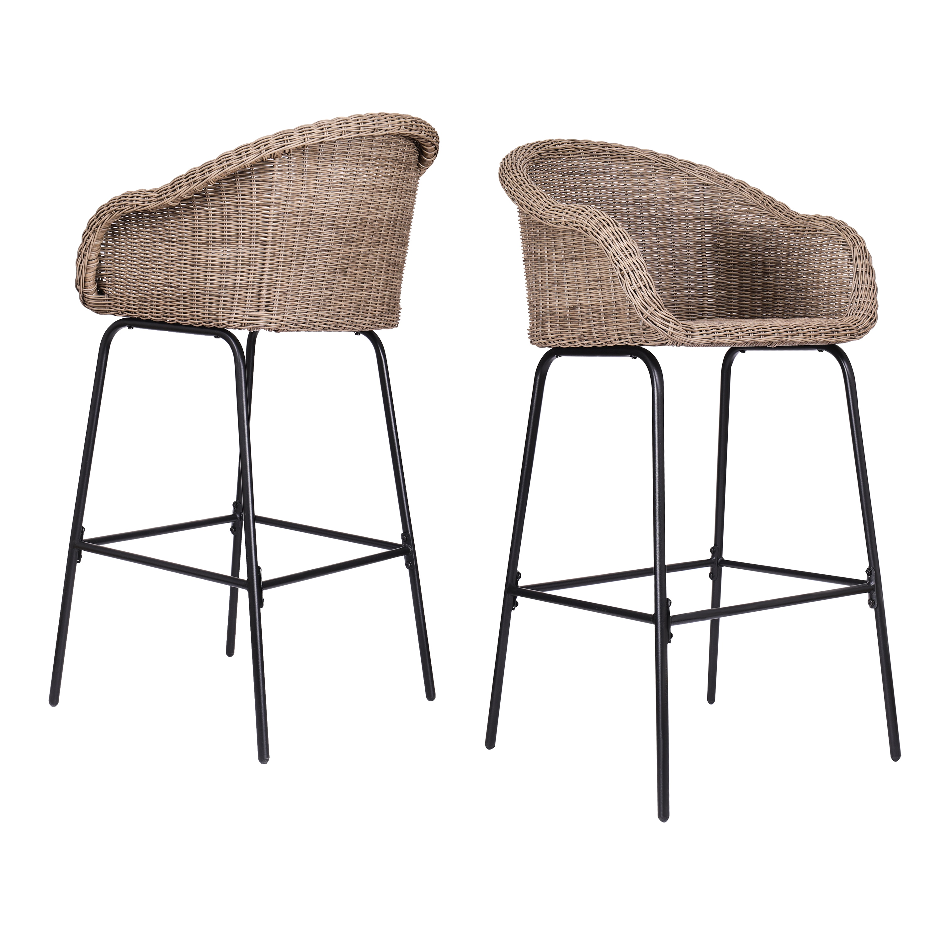 Christopher Knight Home Stekar Outdoor Metal Wicker Barstool Set of 2 #333611
