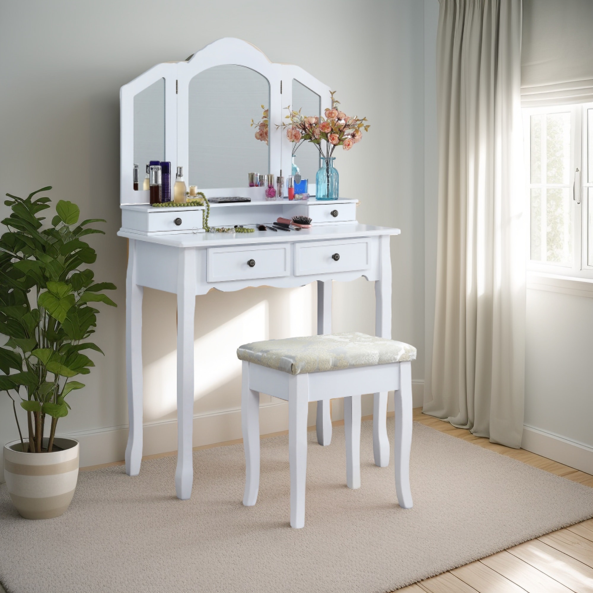 Lycvki MUT-50 31.5-in White Makeup Vanity
