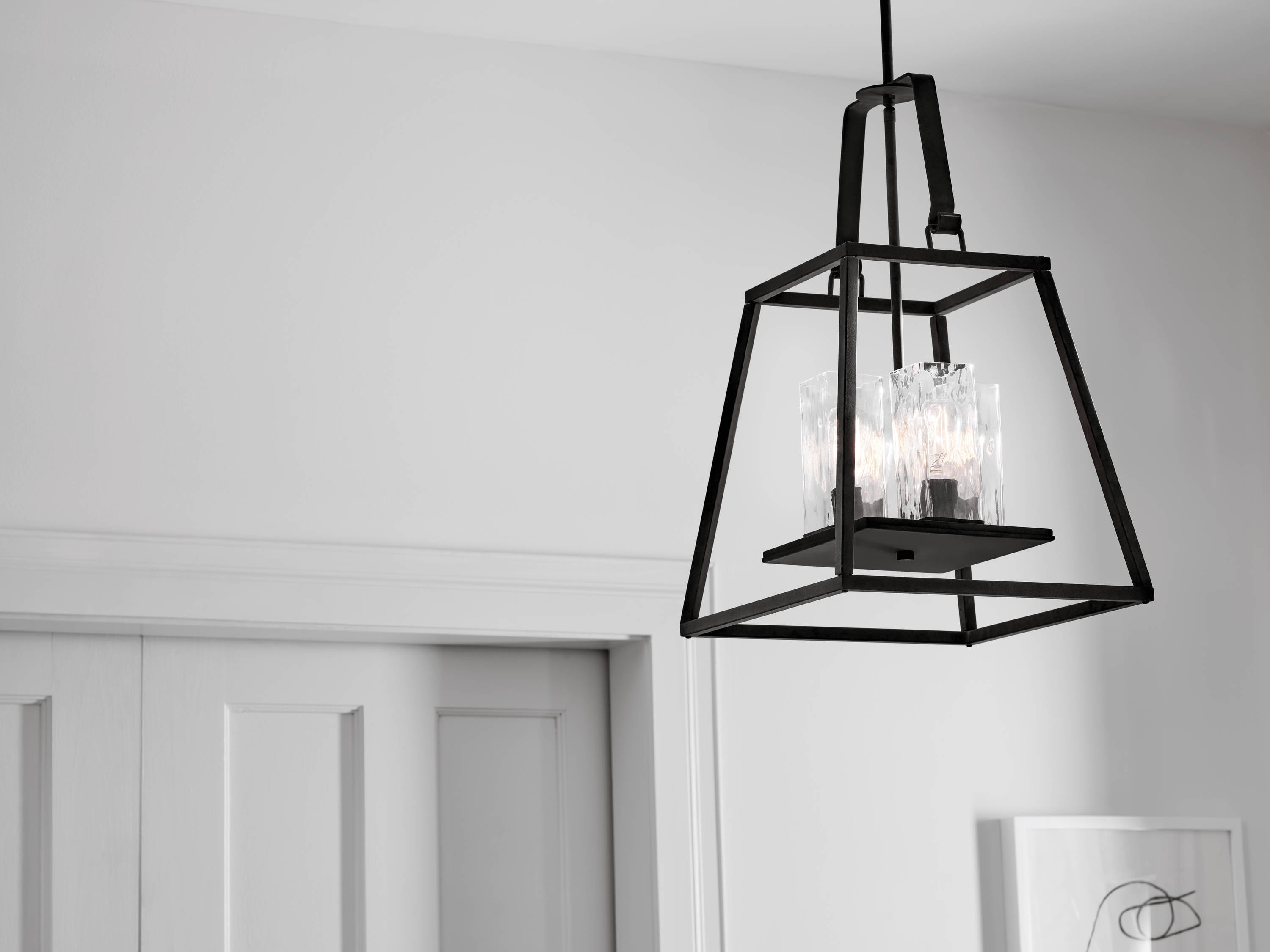 Kichler Ellamae 4-Light Weathered Zinc Industrial Square Medium Hanging Pendant Light
