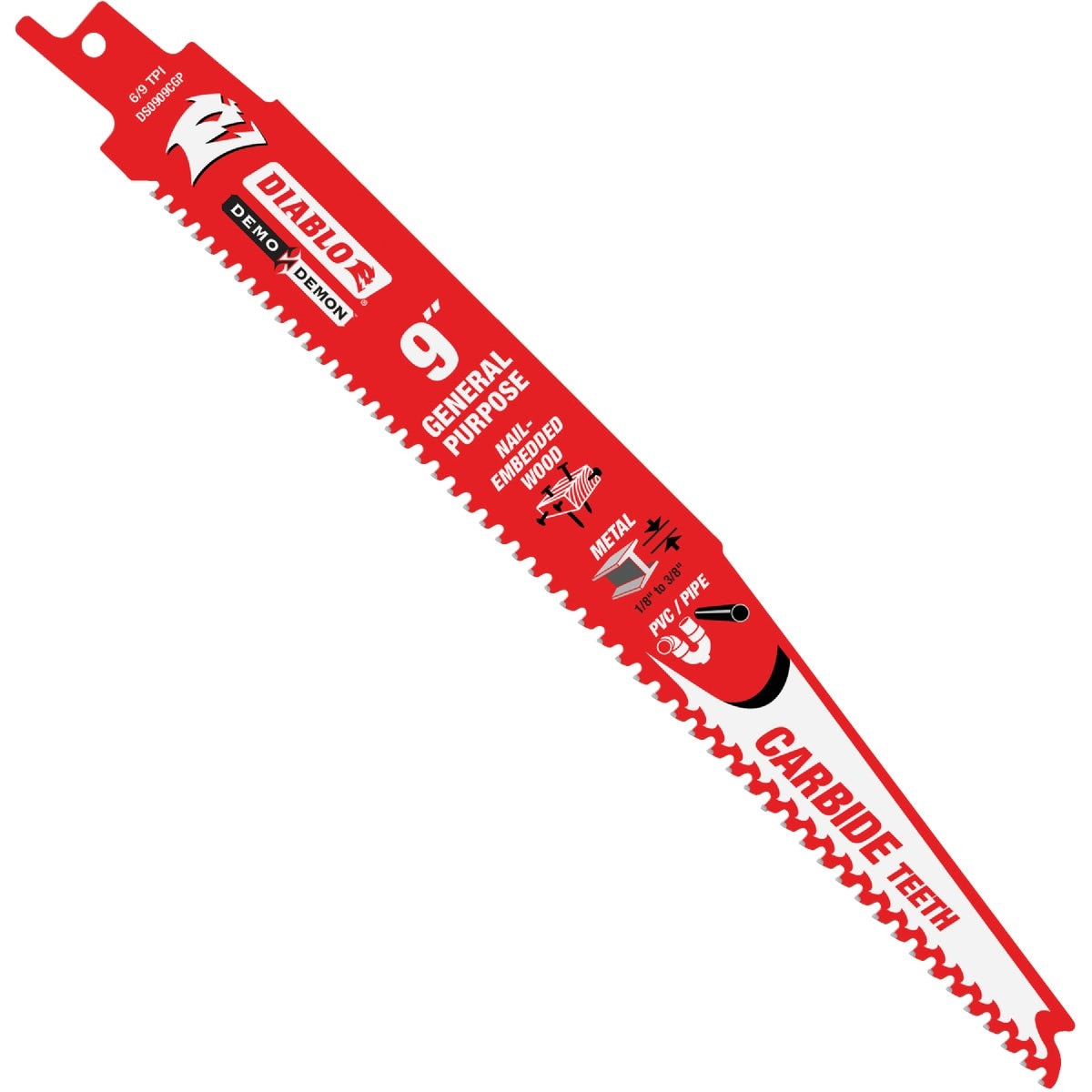 Diablo  Demo Demon 9 Carbide Teeth Reciprocating Saw Blade - Ideal for Wood and Metal Cutting