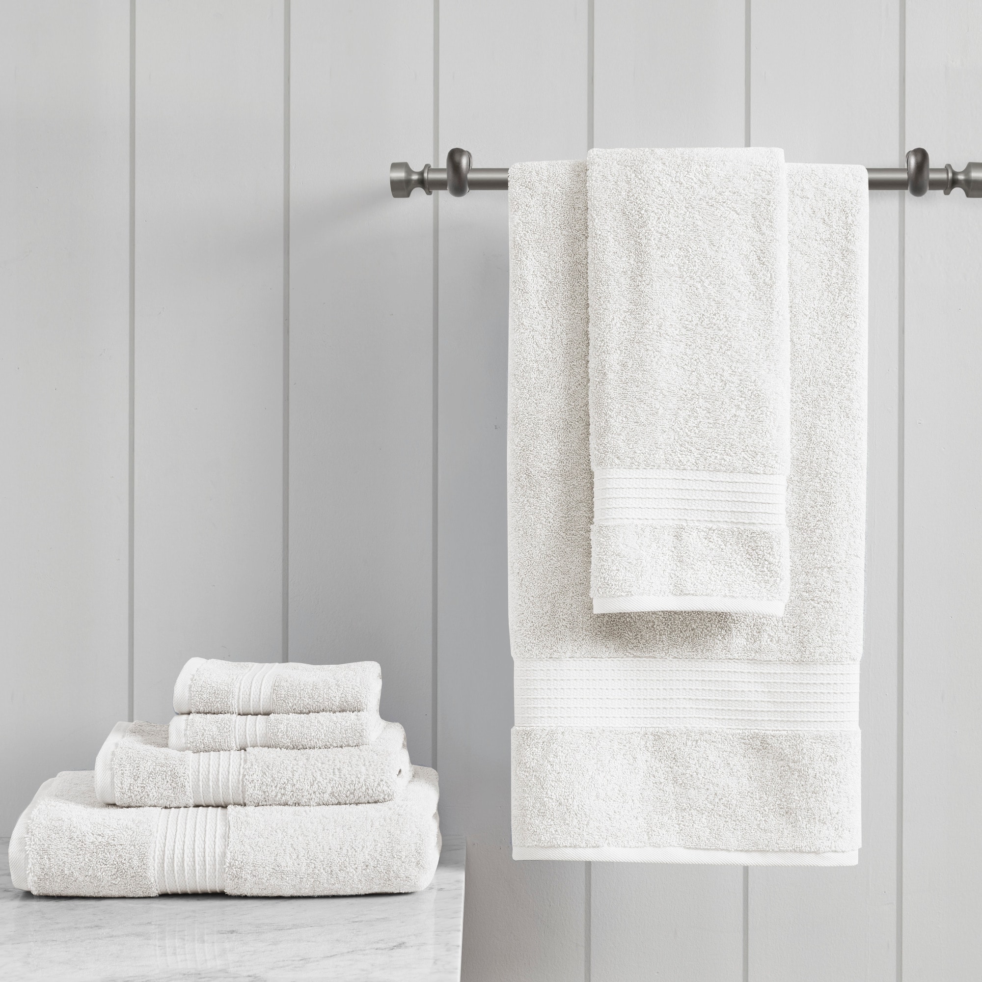 Madison Park MP73-6182 6-Piece White Organic Cotton Quick Dry Bath Towel Set