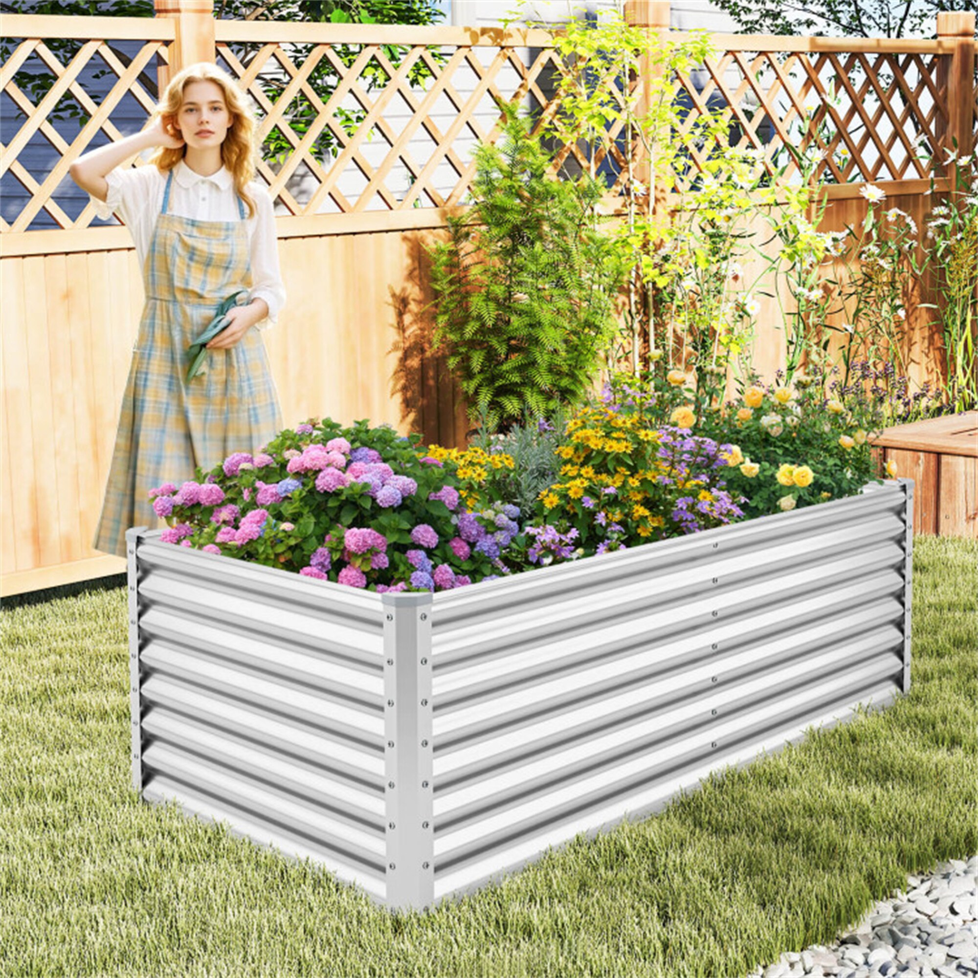 BABOOM BOM-GT3769-CO 36-cu ft 36-in W x 71-in L x 24-in H Elevated Sliver Metal Raised Garden Bed