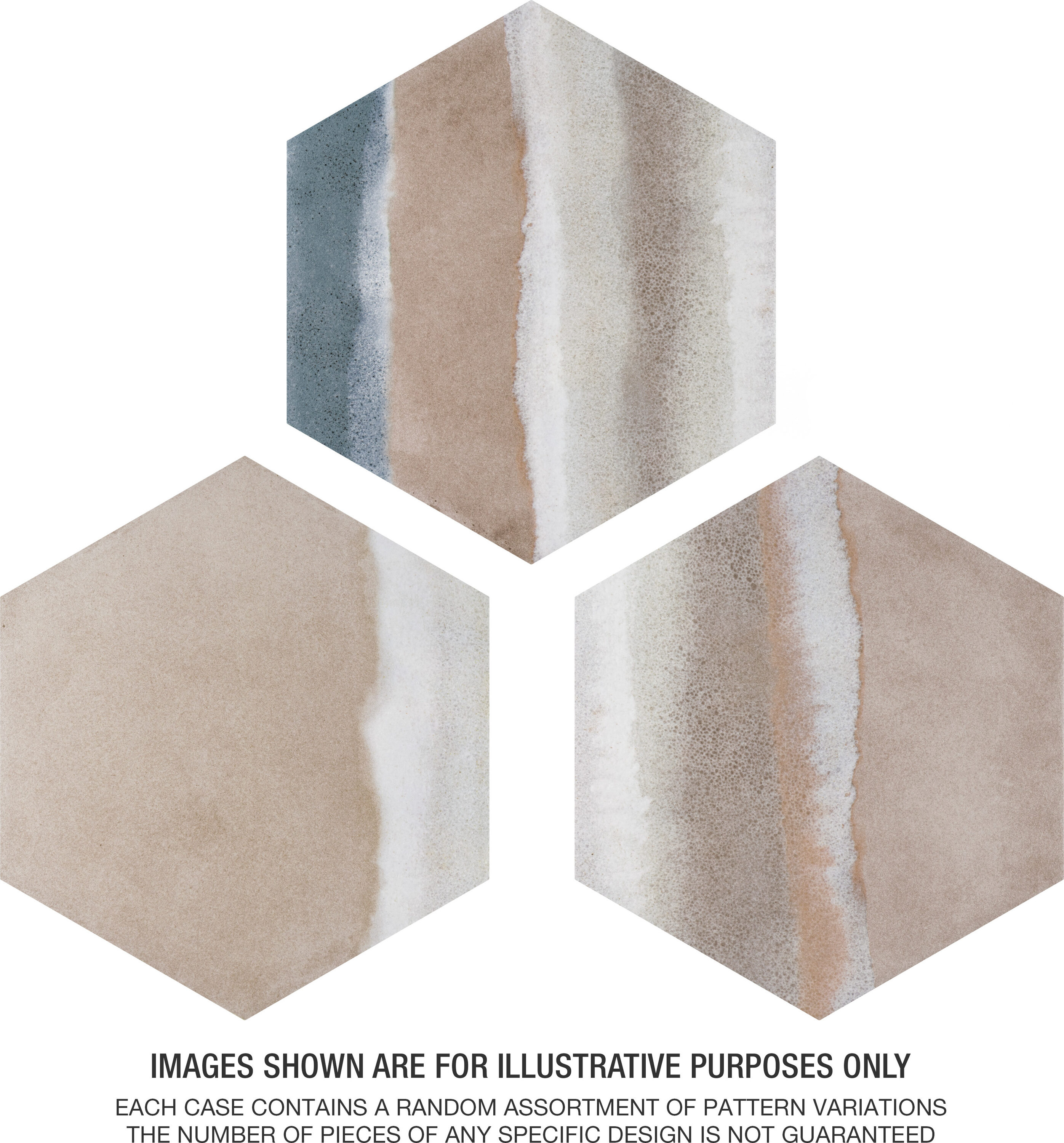 Taupe and Blue Hexagon Porcelain Floor and Wall Tile